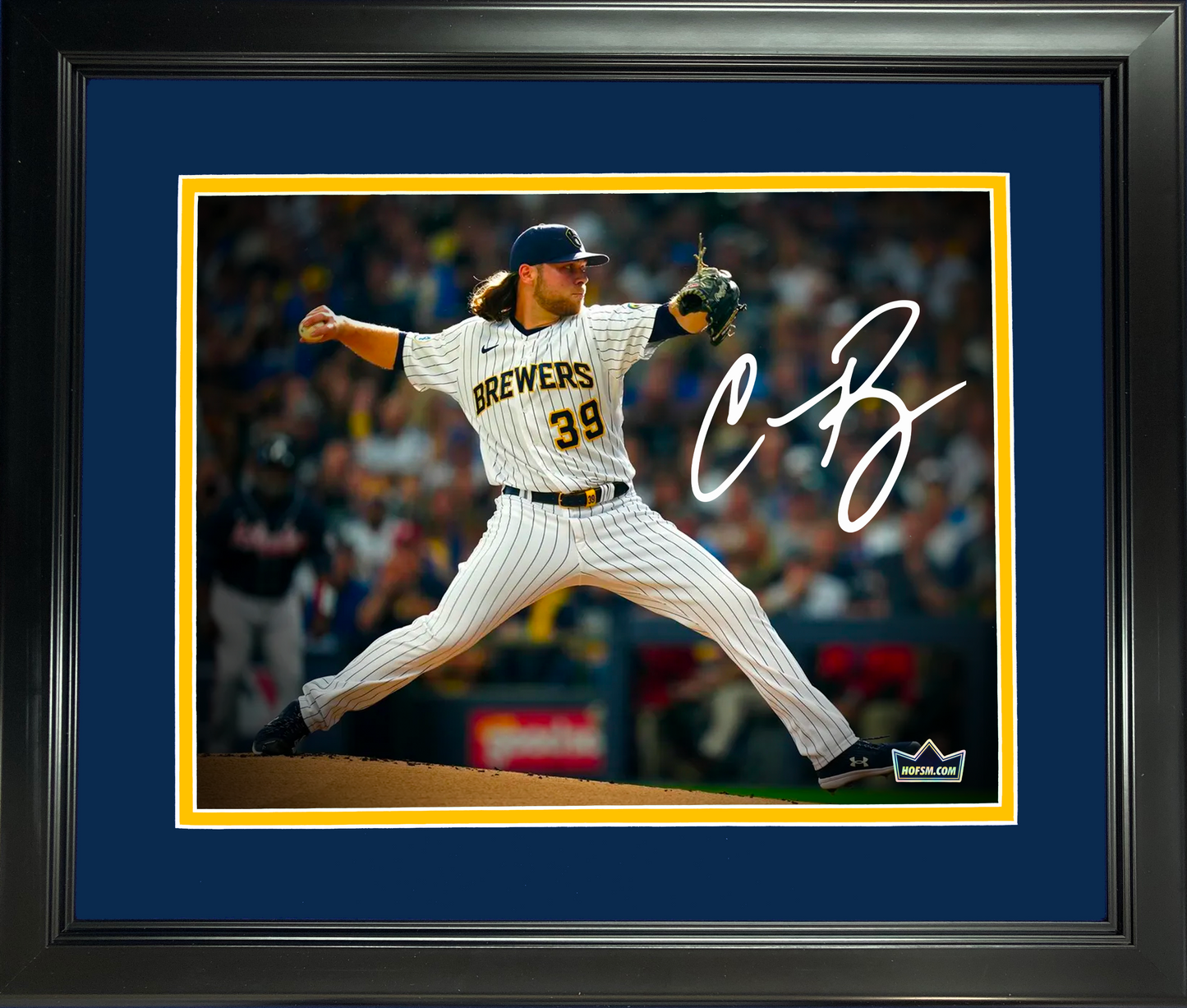 Framed Corbin Burnes Milwaukee Brewers Facsimile Laser Engraved Signature Auto 11"x14" Baseball Photo HOFSM Holo