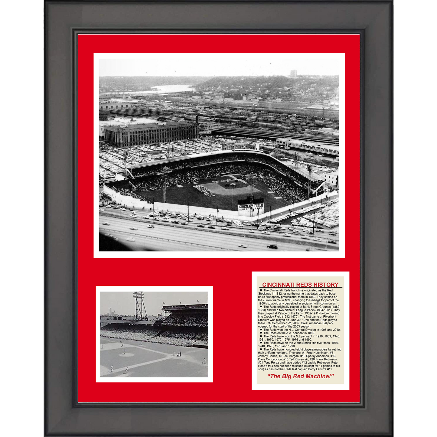 Framed Crosley Field Ballpark 11"x14" Baseball Three Photo Collage