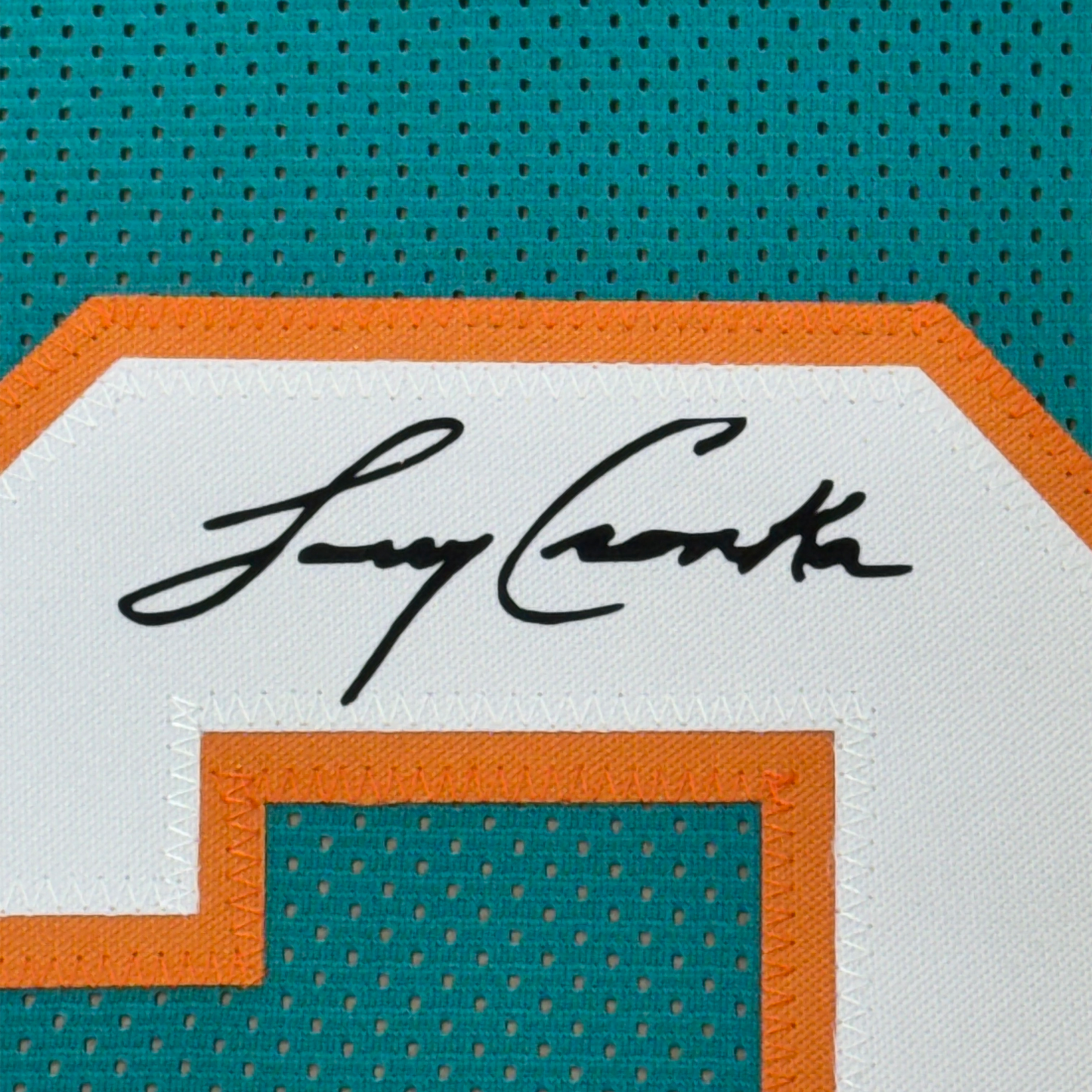 Framed Facsimile Autographed Larry Csonka 35x39 Miami Teal Reprint Laser Auto Football Jersey