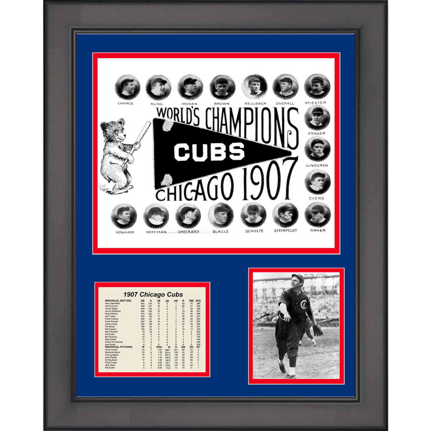 Framed Chicago Cubs 1907 World Series Champions 11"x14" Baseball Three Photo Collage
