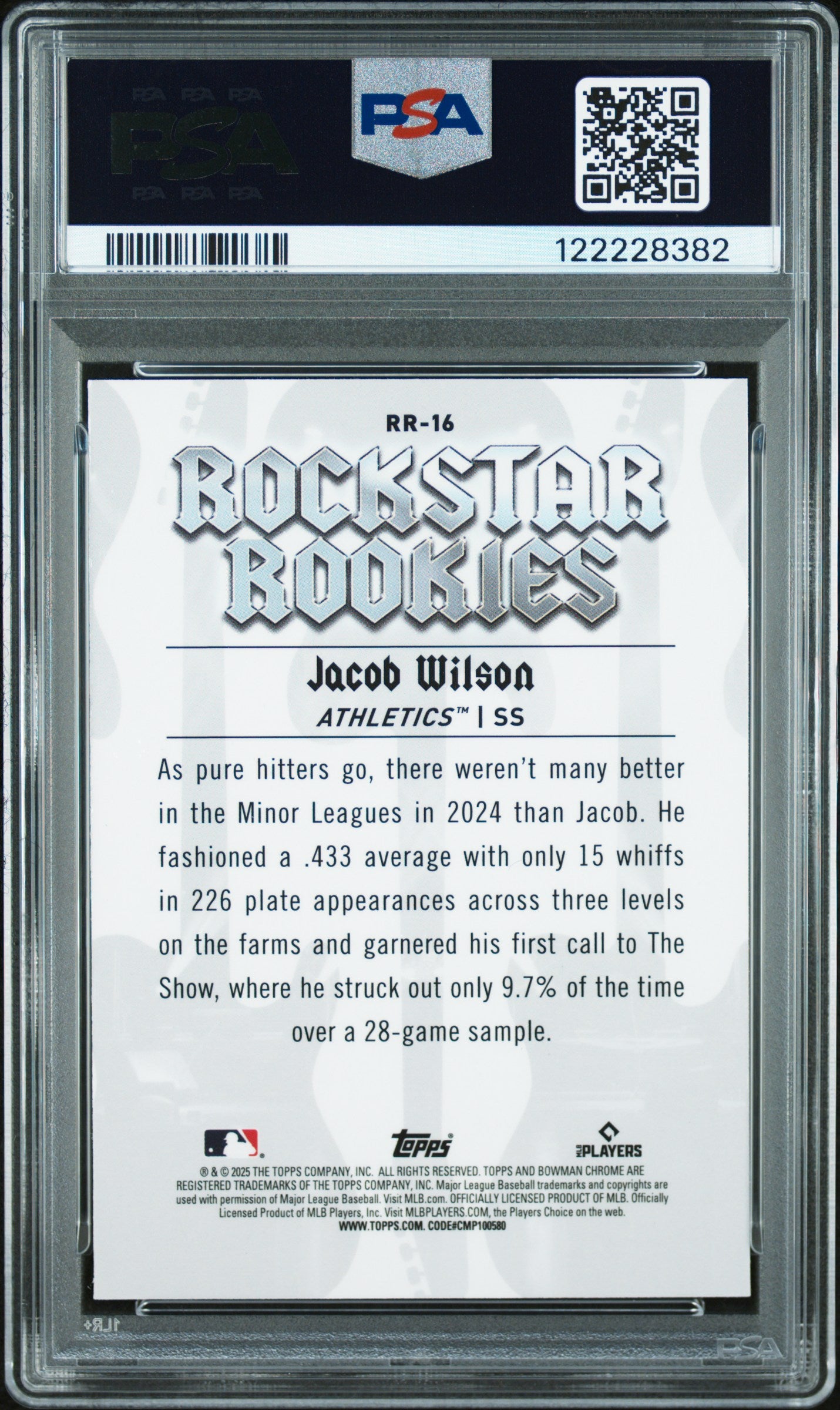 Graded 2025 Topps Bowman Jacob Wilson #RR16 Rockstar Rookies Rookie RC Baseball Card PSA 6 EX Mint
