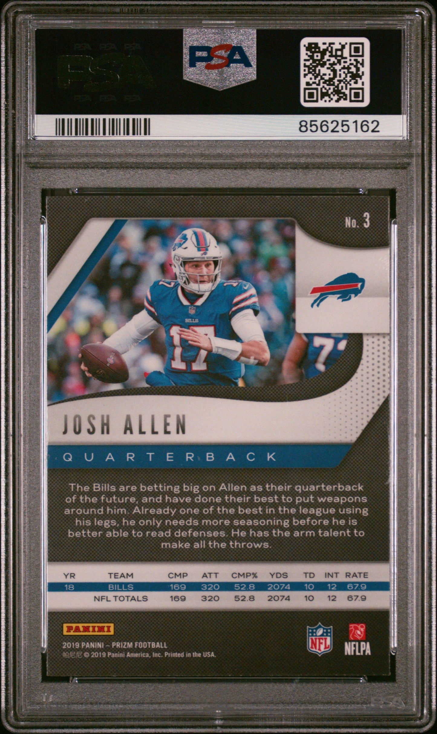 Graded 2019 Panini Prizm Josh Allen #3 Football Card PSA 9 Mint