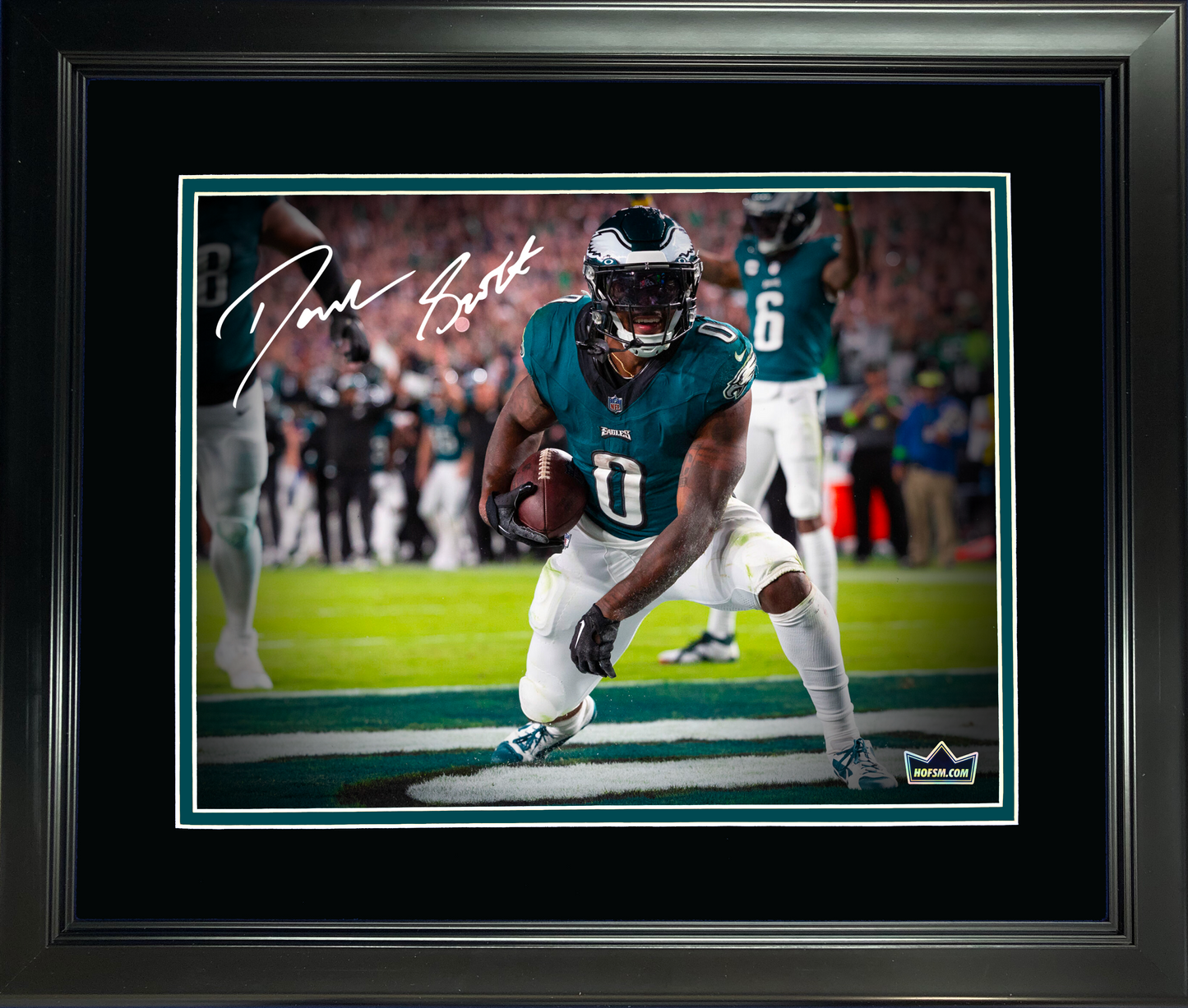 Framed D'Andre Swift Facsimile Laser Engraved Signature Auto Philadelphia Eagles 11"x14"Football Photo HOFSM Holo