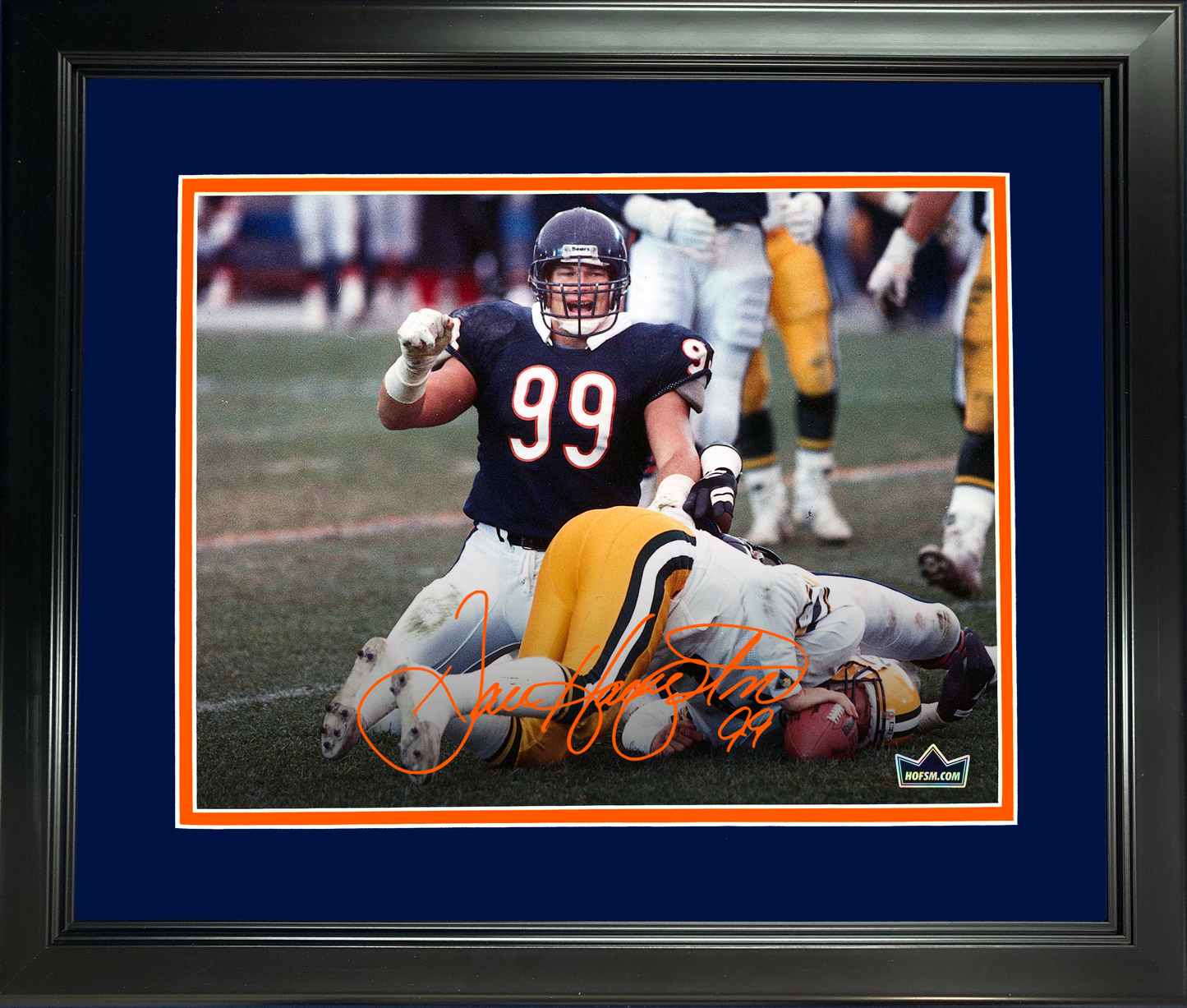 Framed Dan Hampton Chicago Bears Facsimile Laser Engraved Signature Auto 11"x14" Football Photo HOFSM Holo
