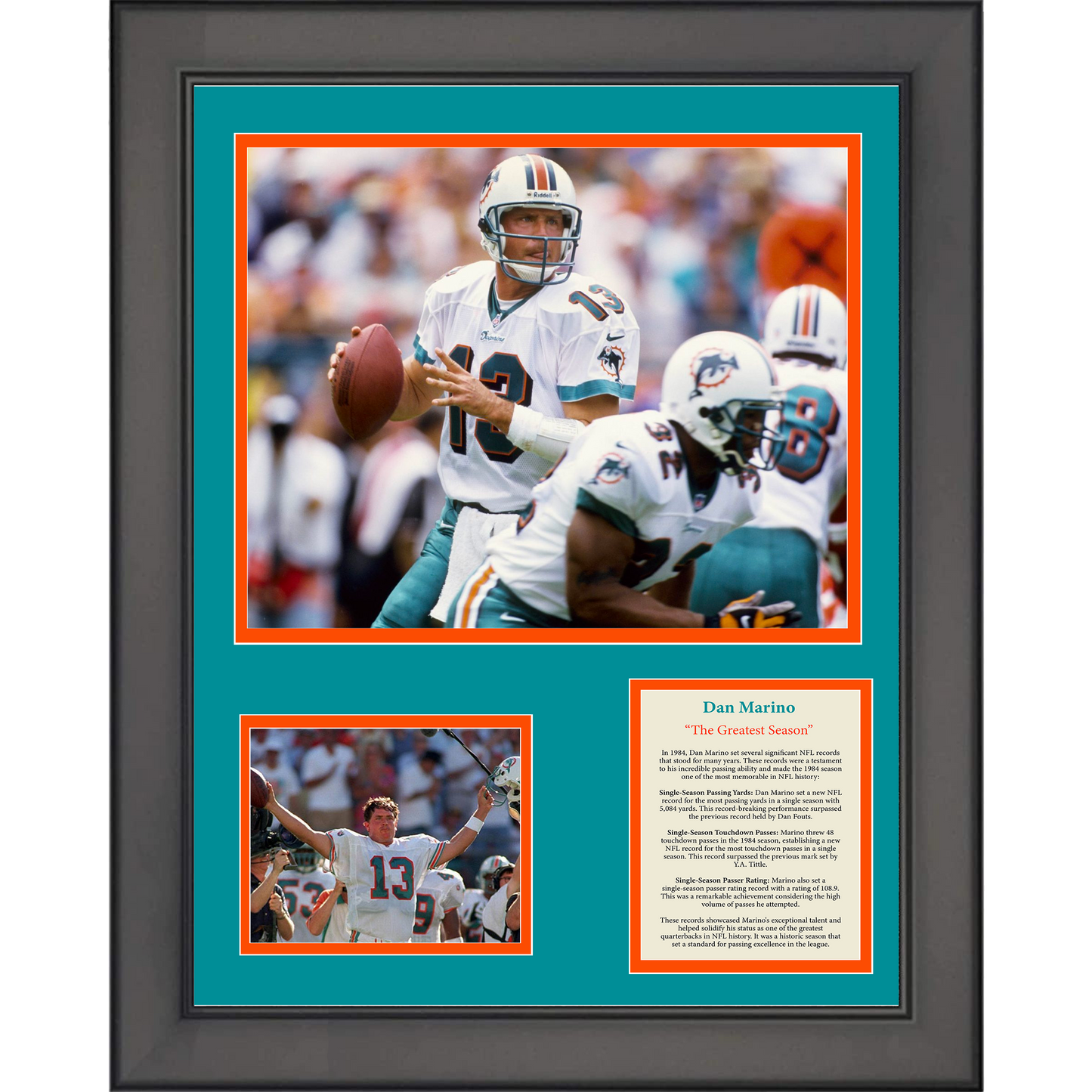 Framed Dan Marino The Greatest Season 1984 Miami Dolphins 11"x14" Three Photo Collage
