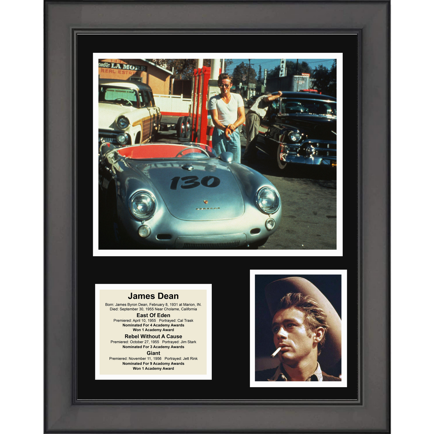 Framed James Dean Porsche 11"x14" Movie Three Photo Collage