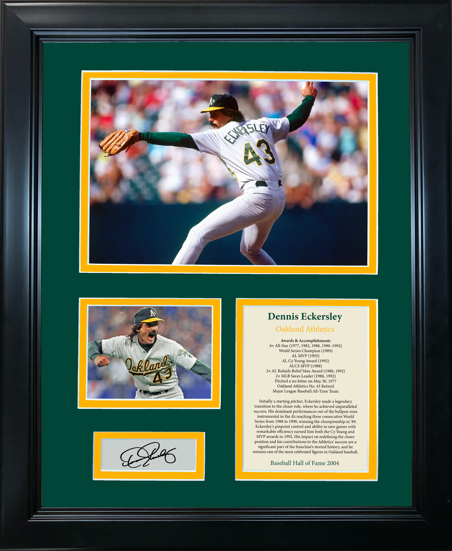 Framed Dennis Eckersley Hall of Fame Facsimile Laser Engraved Signature Auto Oakland Athletics A's Baseball 11"x14" Photo Sig Collage