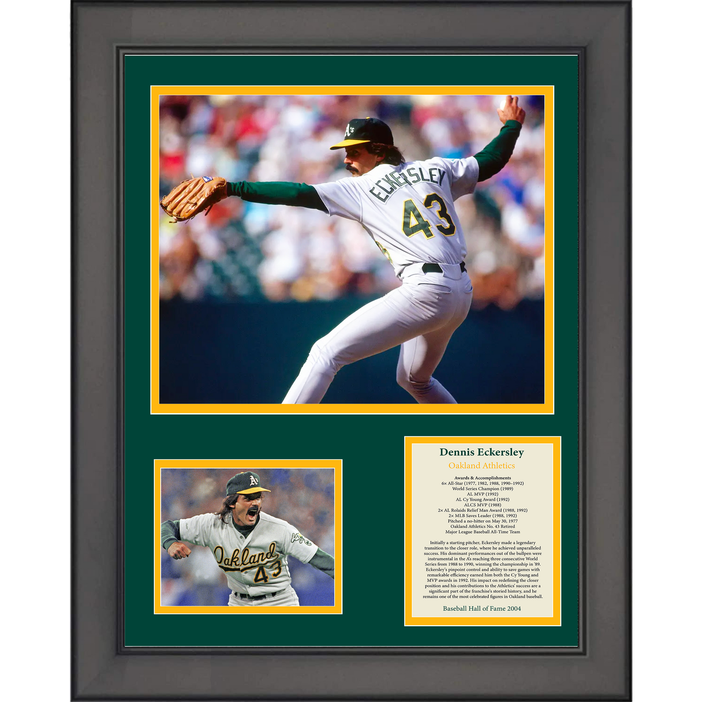 Framed Dennis Eckersley Hall of Fame Oakland Athletics A's Baseball 11"x14" Three Photo Collage