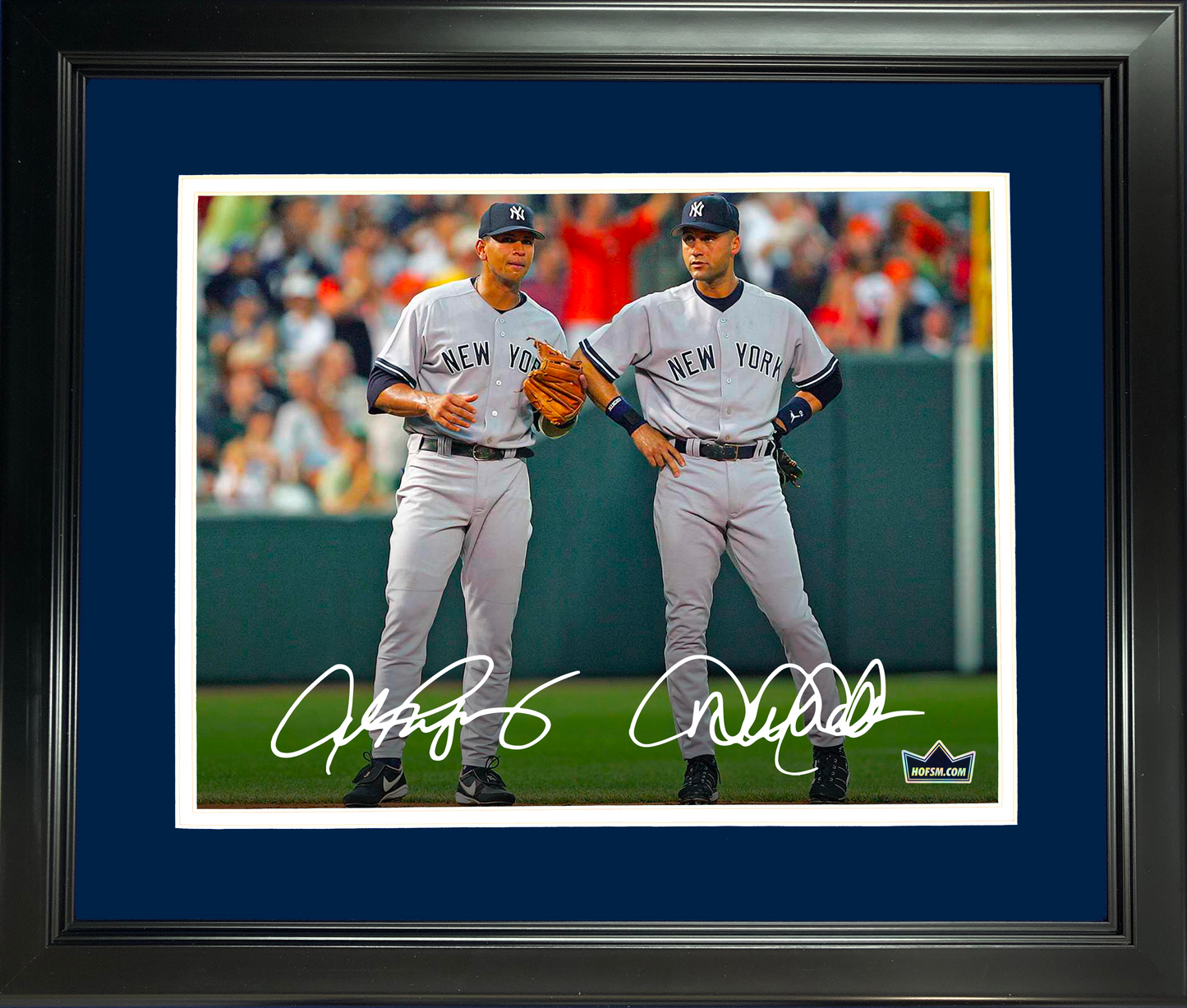 Framed Derek Jeter & Alex Rodriguez New York Yankees Dual Facsimile Laser Engraved Signature Auto 11"x14" Baseball Photo HOFSM Holo