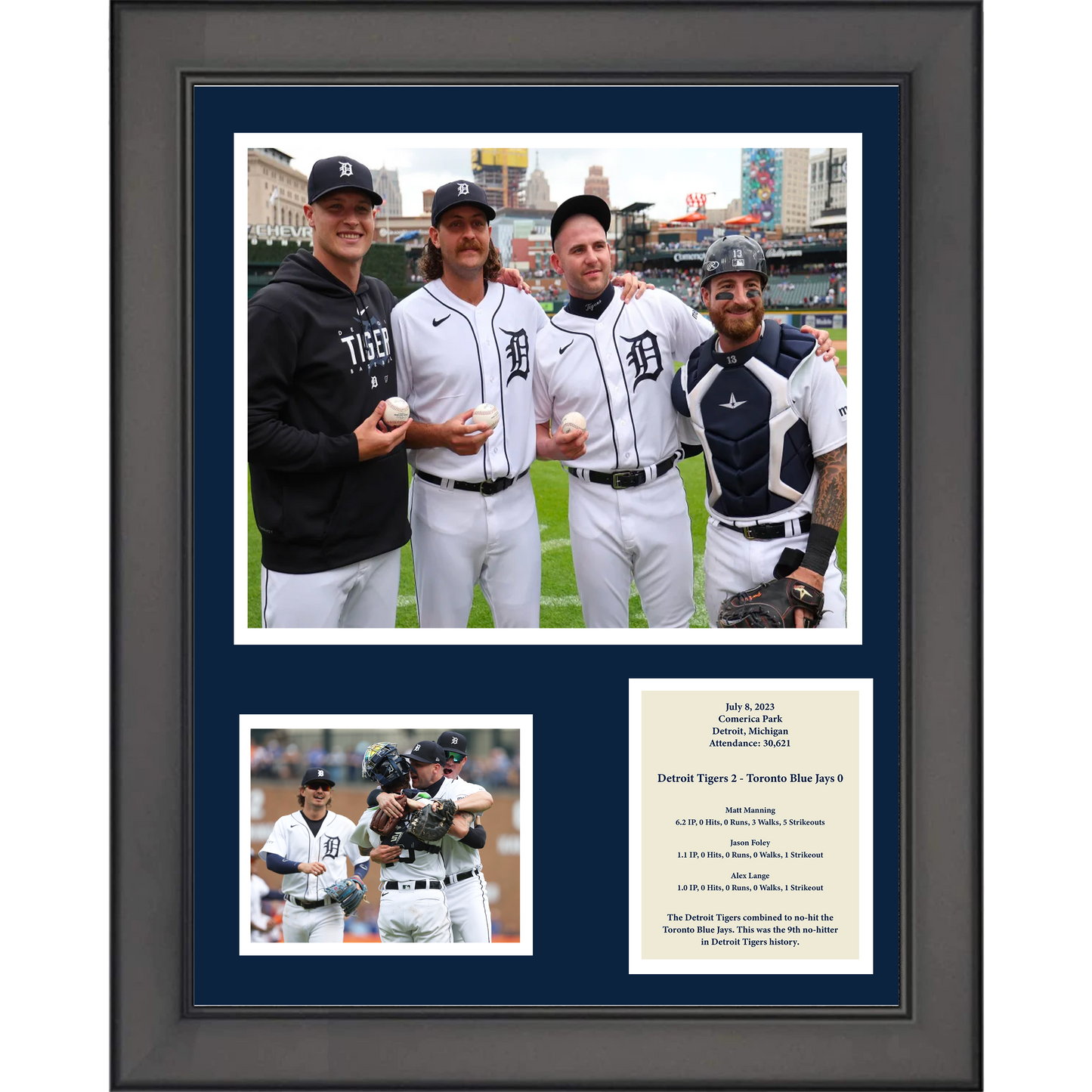 Framed Detroit Tigers Combined No-Hitter vs Blue Jays 11"x14" Baseball Three Photo Collage
