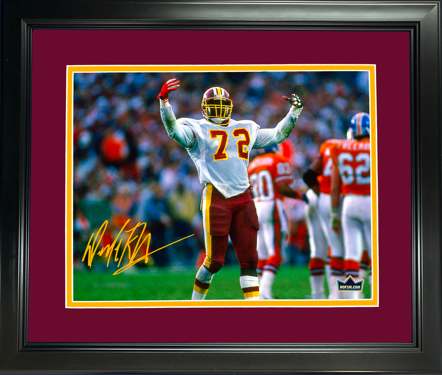 Framed Dexter Manley Facsimile Laser Engraved Signature Auto Washington Commanders 11"x14" Football Photo HOFSM Holo