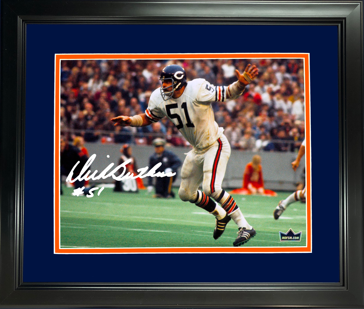 Framed Dick Butkus Chicago Bears Facsimile Laser Engraved Signature Auto 11"x14" Football Photo HOFSM Holo