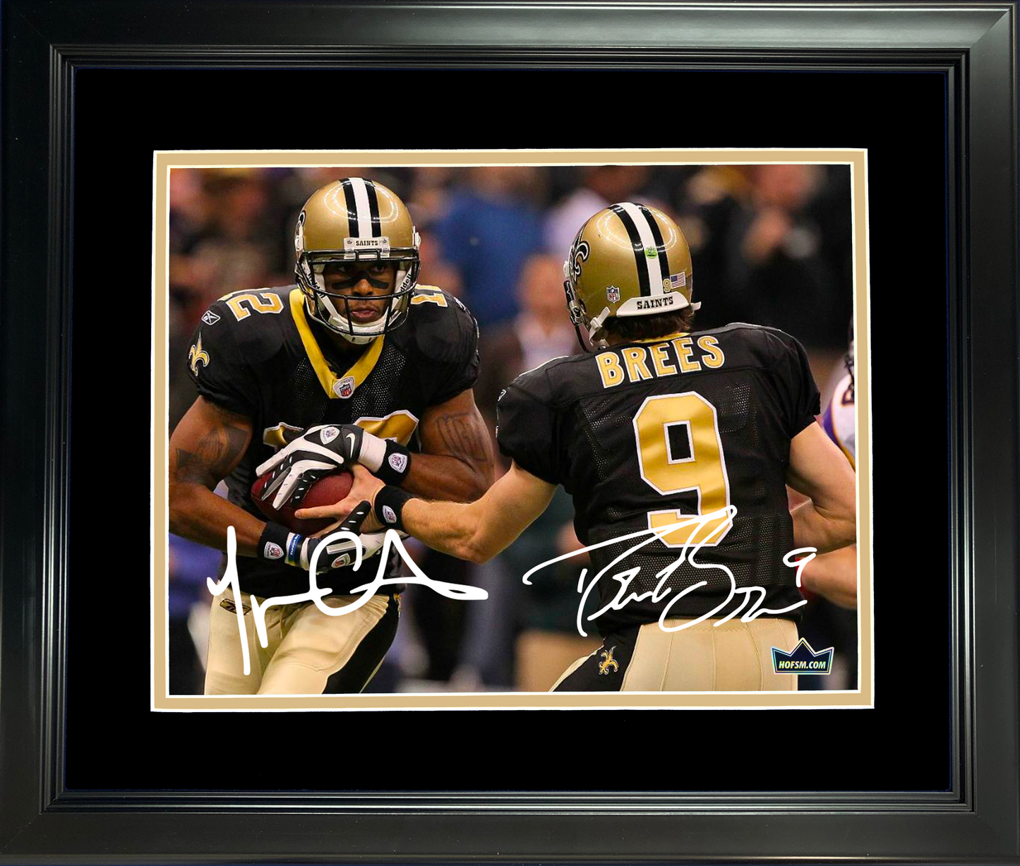 Framed Drew Brees & Marques Colston New Orleans Saints Dual Facsimile Laser Engraved Signature Auto 11"x14" Football Photo HOFSM Holo