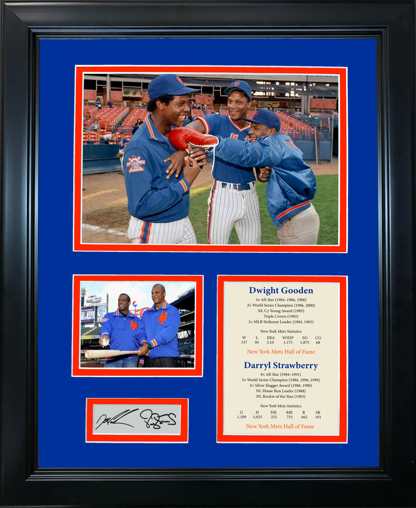 Framed Dwight Doc Gooden & Darryl Strawberry Dual Facsimile Laser Engraved Signature Auto New York Mets Hall of Fame Baseball 11"x14" Photo Sig Collage