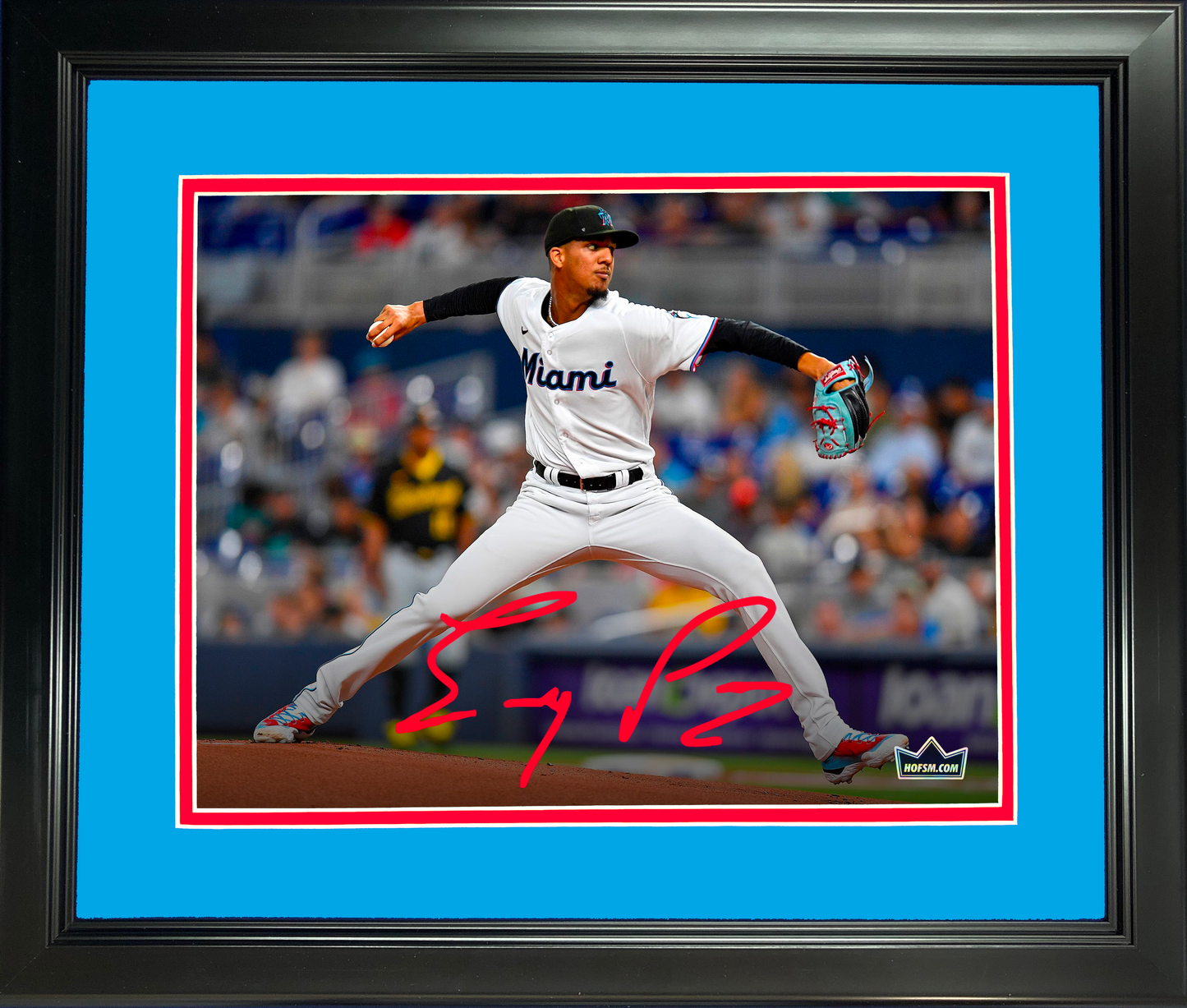 Framed Eury Perez Miami Marlins Facsimile Laser Engraved Signature Auto 11"x14" Baseball Photo HOFSM Holo