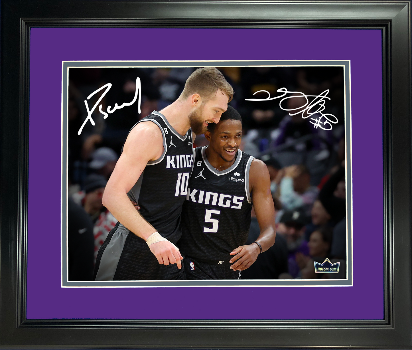 Framed De'Aaron Fox & Domantas Sabonis Dual Facsimile Laser Engraved Signature Auto 11"x14" Basketball Photo HOFSM Holo