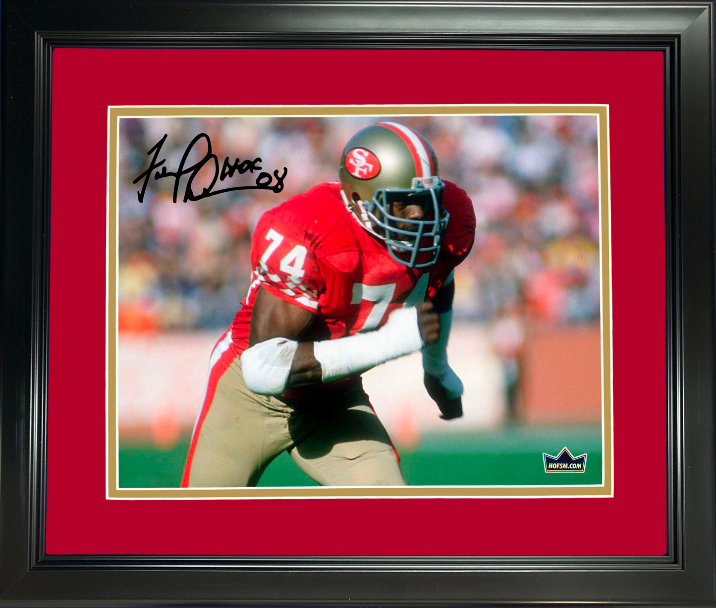 Framed Fred Dean San Francisco 49ers Facsimile Laser Engraved Signature Auto 11"x14" Football Photo HOFSM Holo
