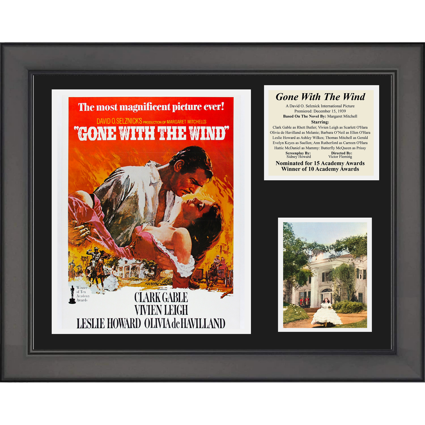 Framed Gone With the Wind Movie 11"x14" Three Photo Collage