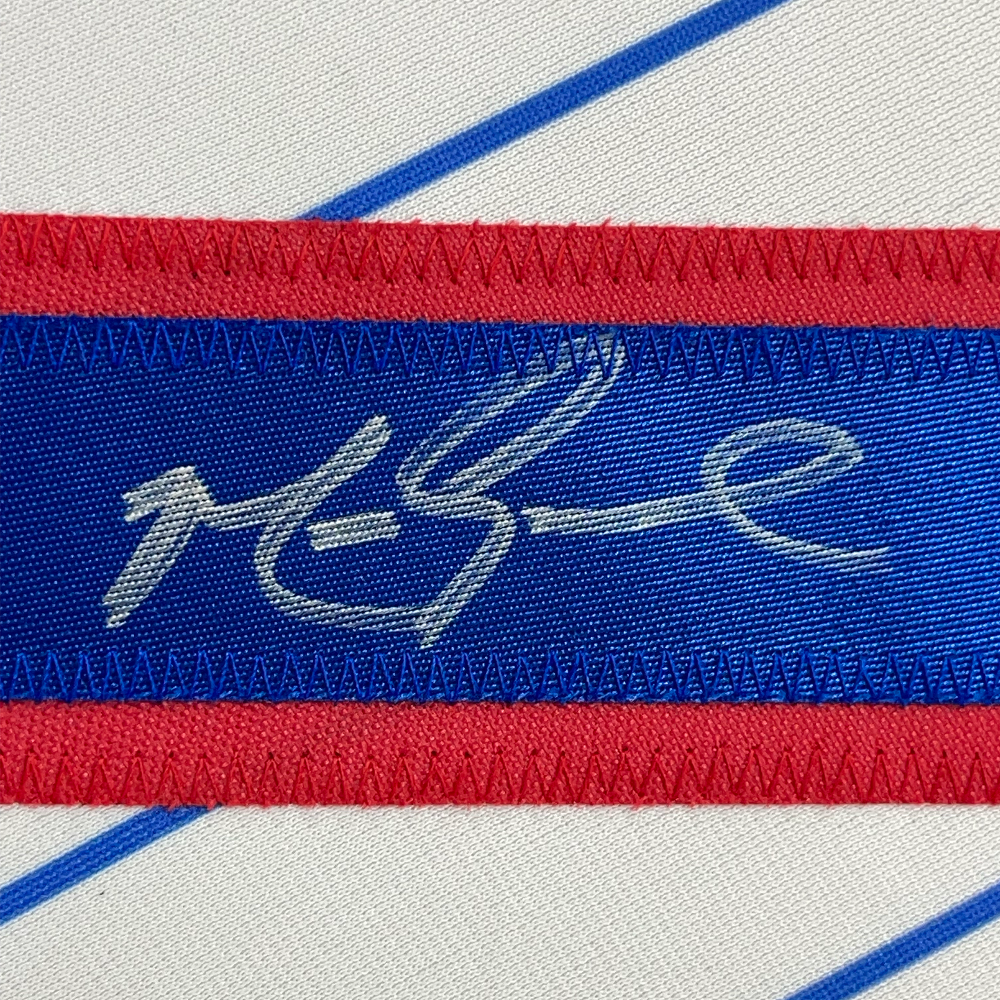 Framed Autographed/Signed Mark Grace 35x39 Chicago Pinstripe Baseball Jersey JSA COA