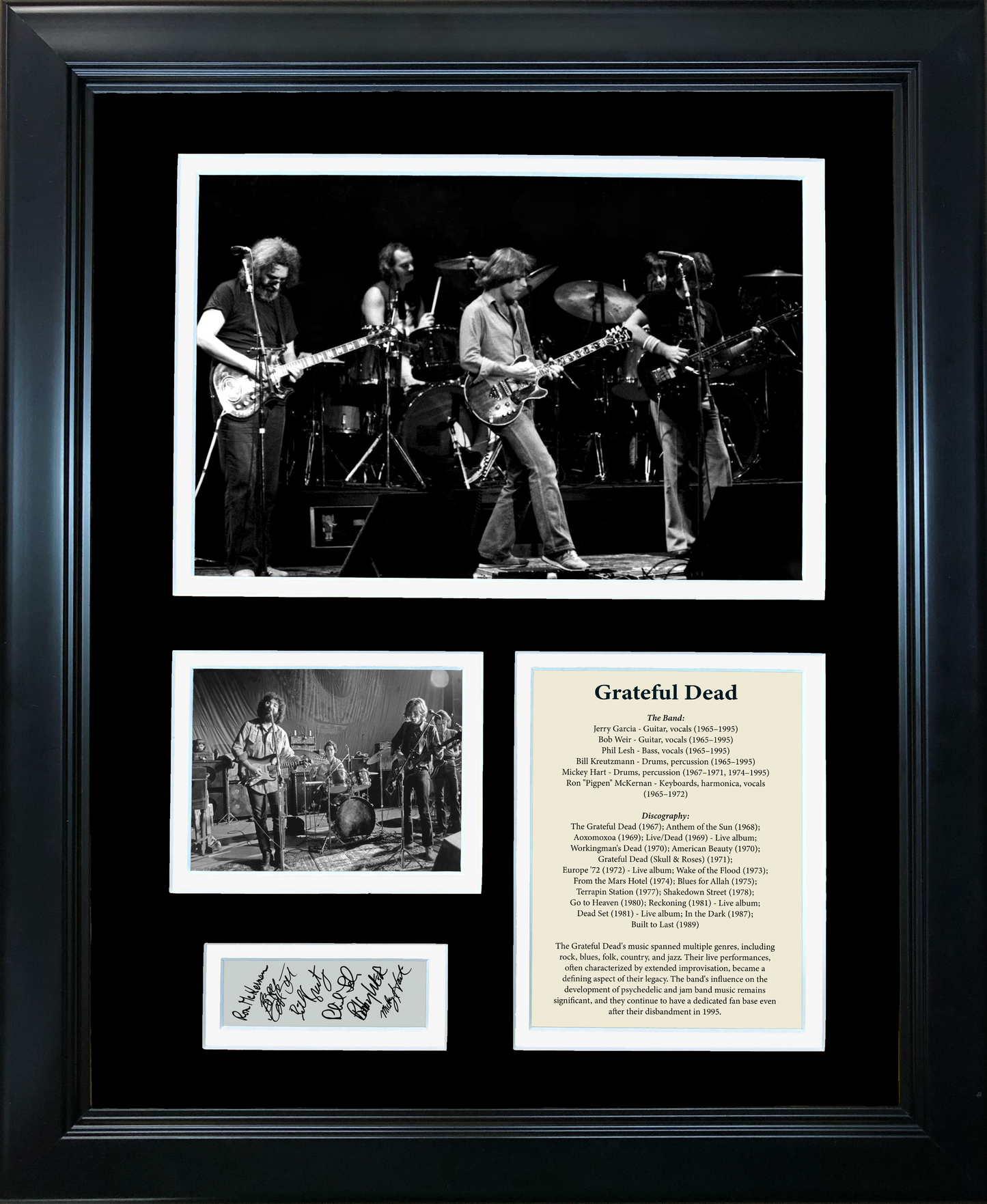 Framed Grateful Dead Band Discography Facsimile Laser Engraved Signatures Auto 11"x14" Music Photo Sig Collage