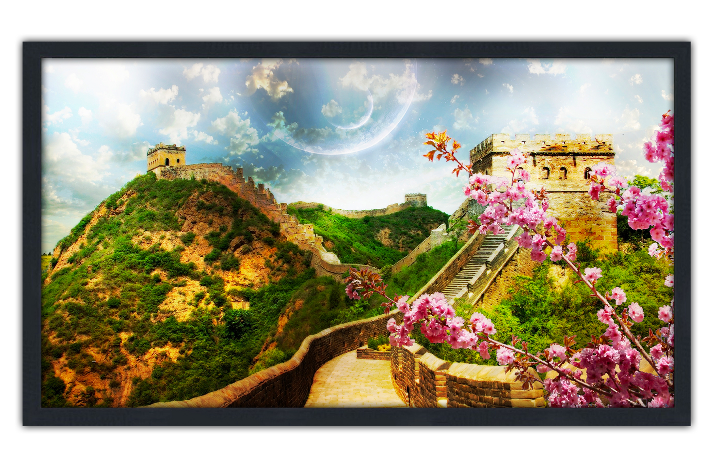 Professionally Framed The Great Wall of China Skyline High-Resolution Panoramic Photo 12x22 Wall Art