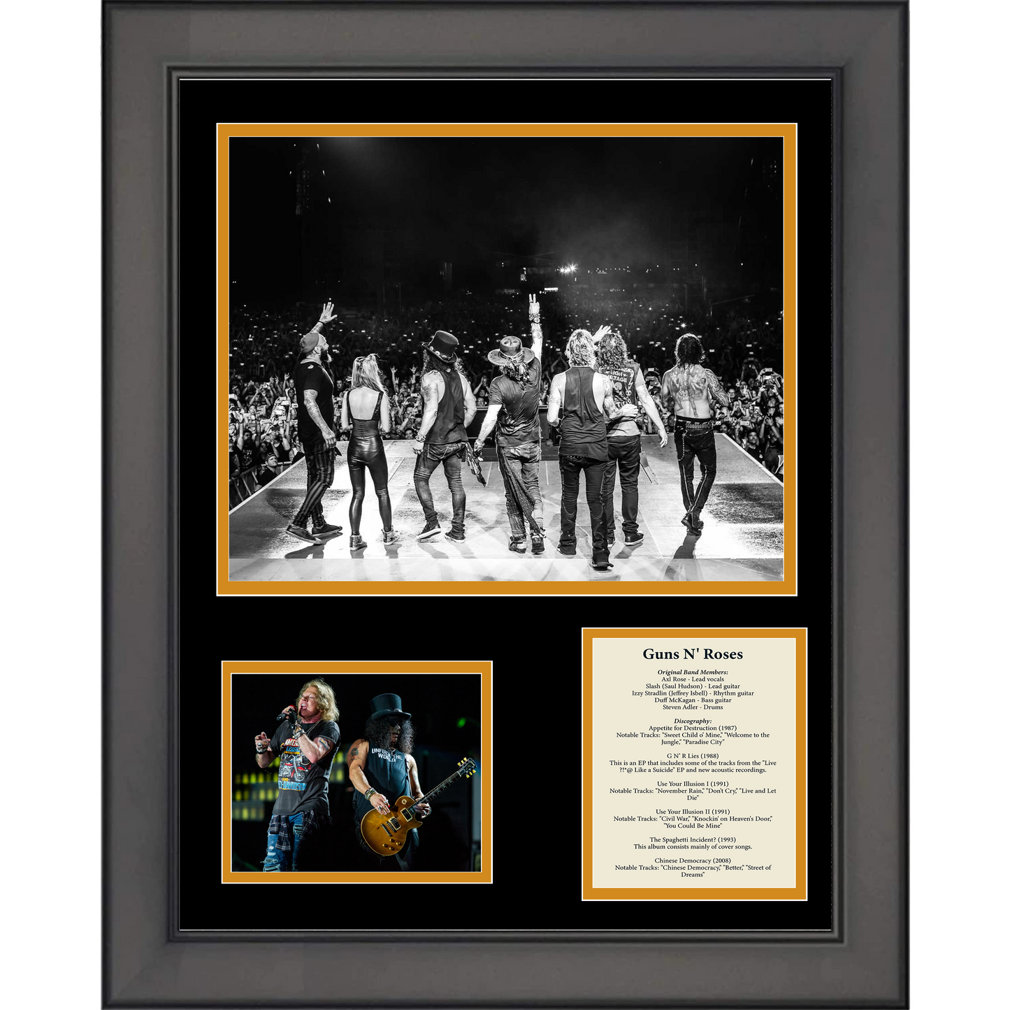 Framed Guns N' Roses Band Discography 11"x14" Music Three Photo Collage