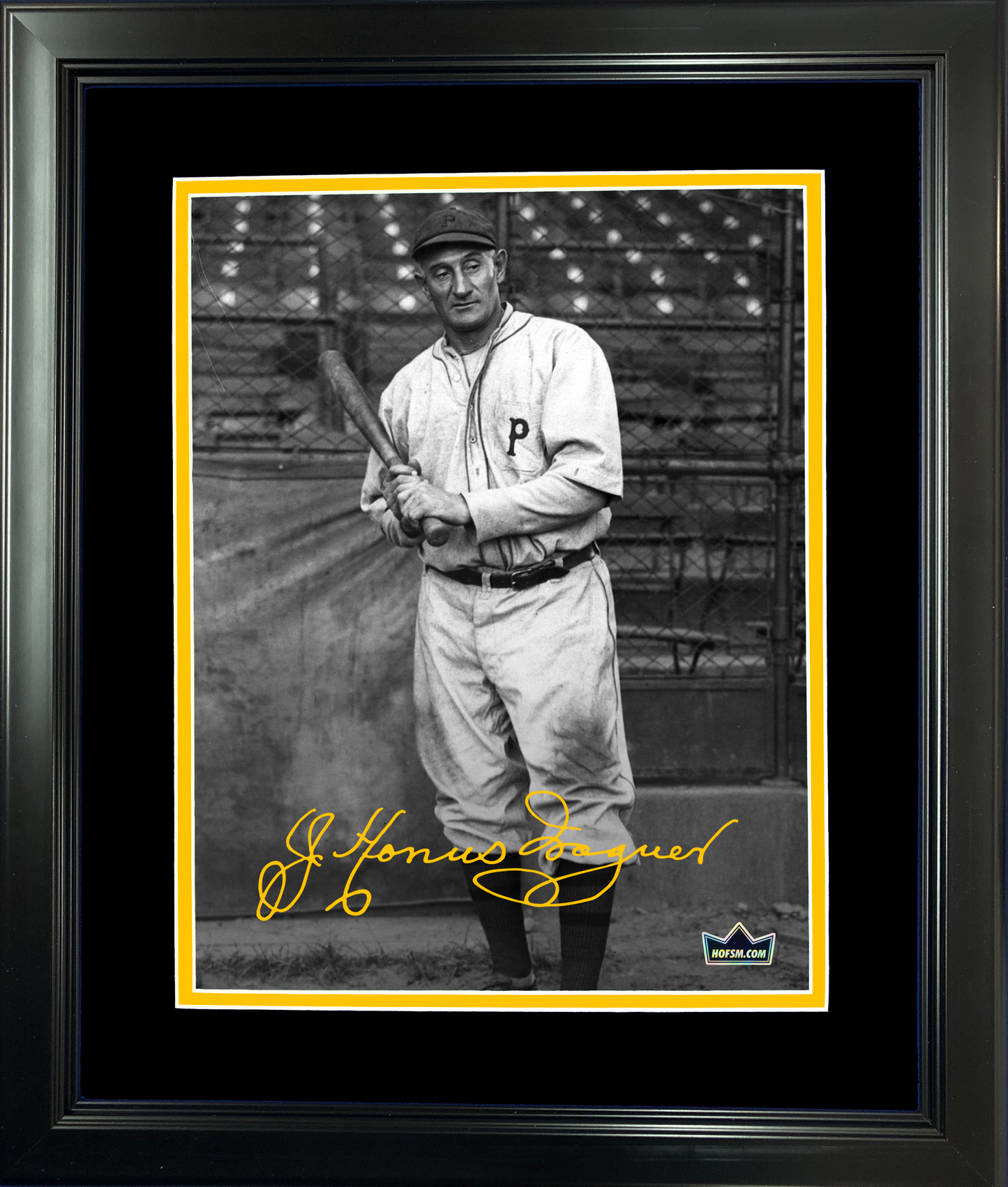 Framed Honus Wagner Pittsburgh Pirates Facsimile Laser Engraved Signature Auto 11"x14" Baseball Photo HOFSM Holo