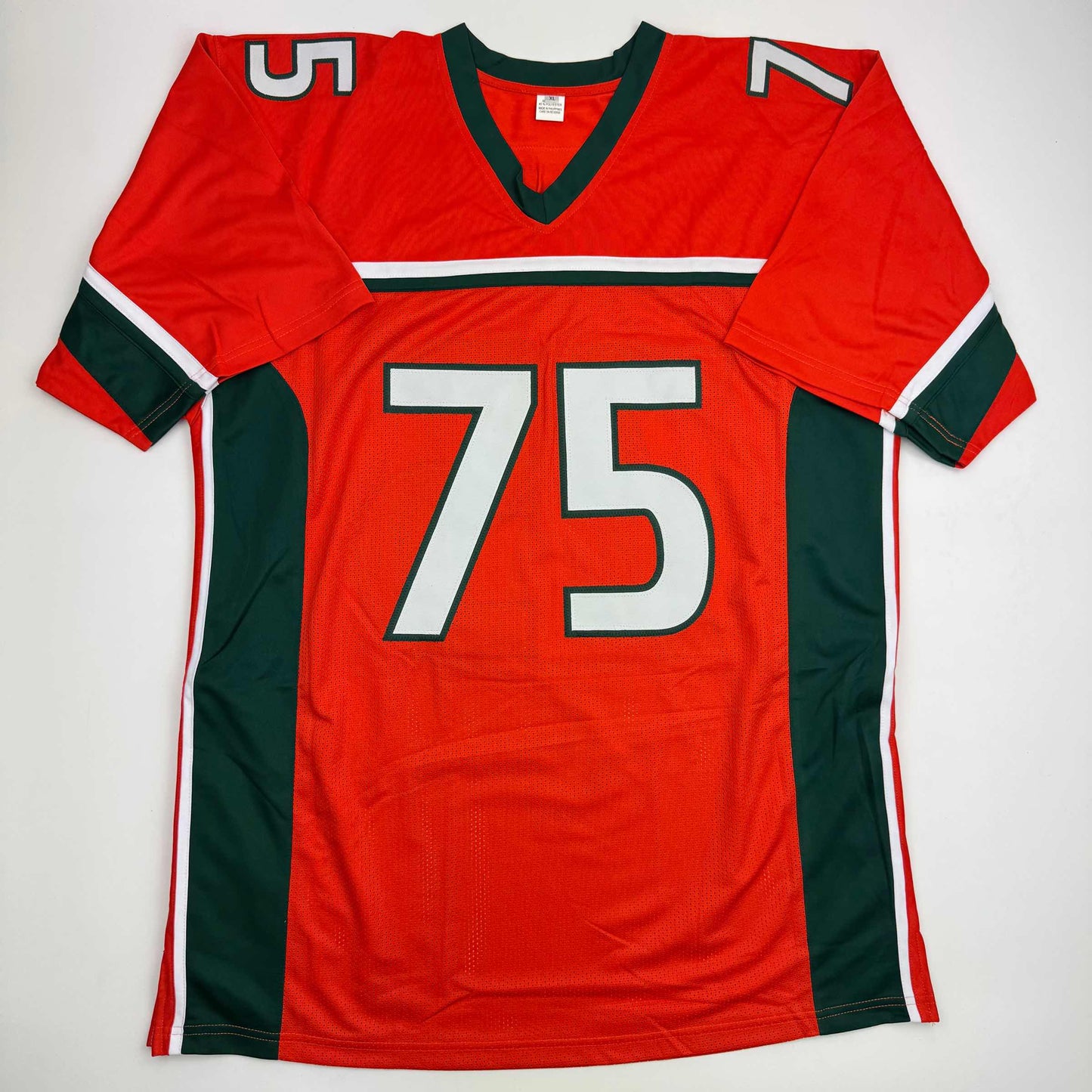 Autographed/Signed Vince Wilfork Miami Orange College Football Jersey Beckett BAS COA