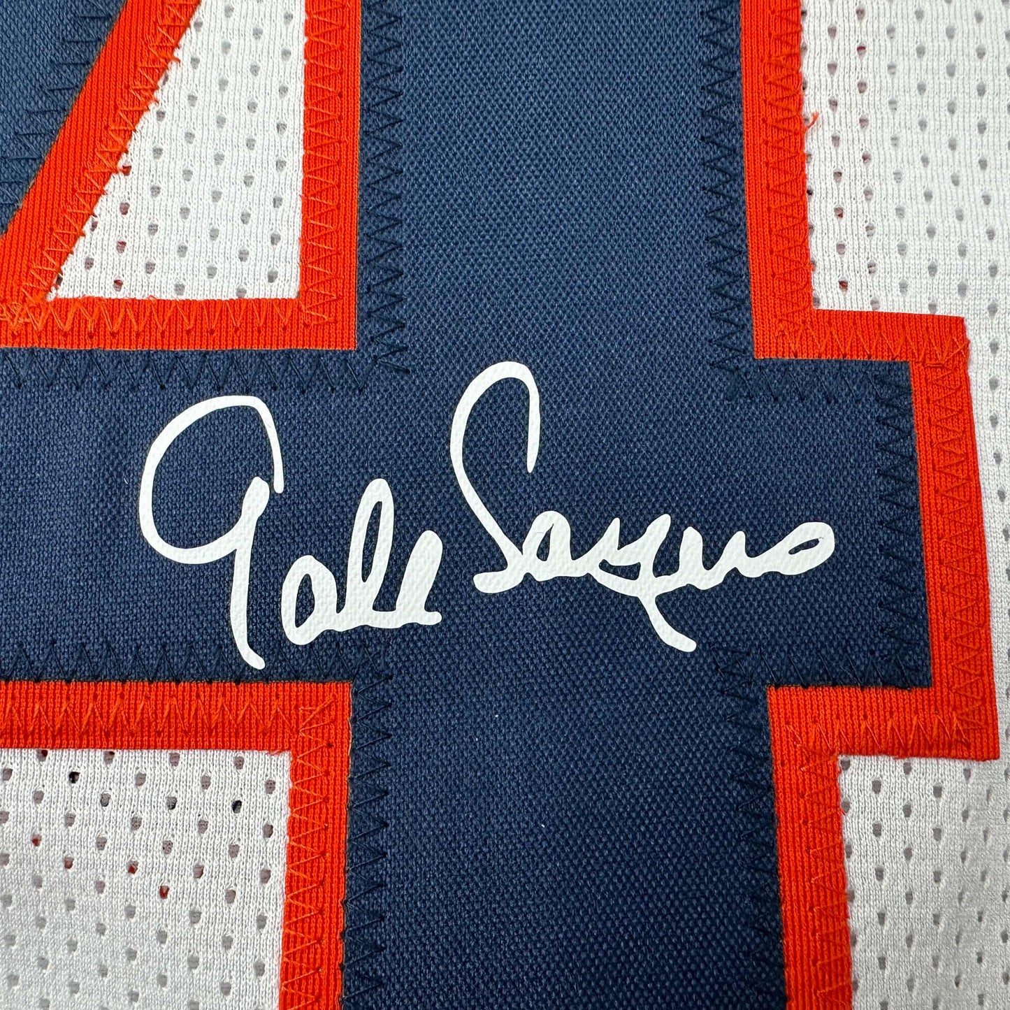 Framed Facsimile Autographed Gale Sayers 35x39 Chicago White Reprint Laser Auto Football Jersey