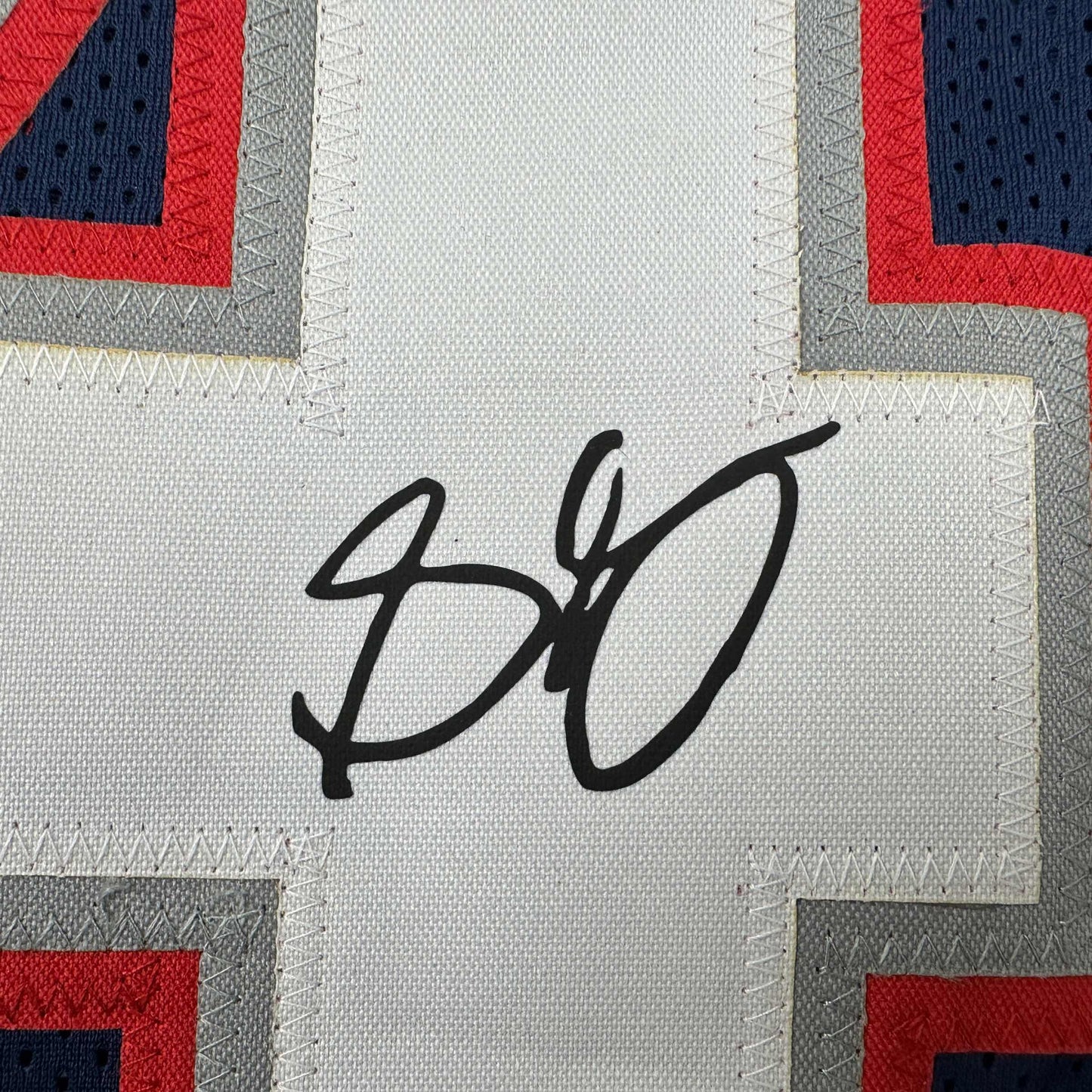 Framed Facsimile Autographed Stephon Gilmore 35x39 New England Blue Reprint Laser Auto Football Jersey