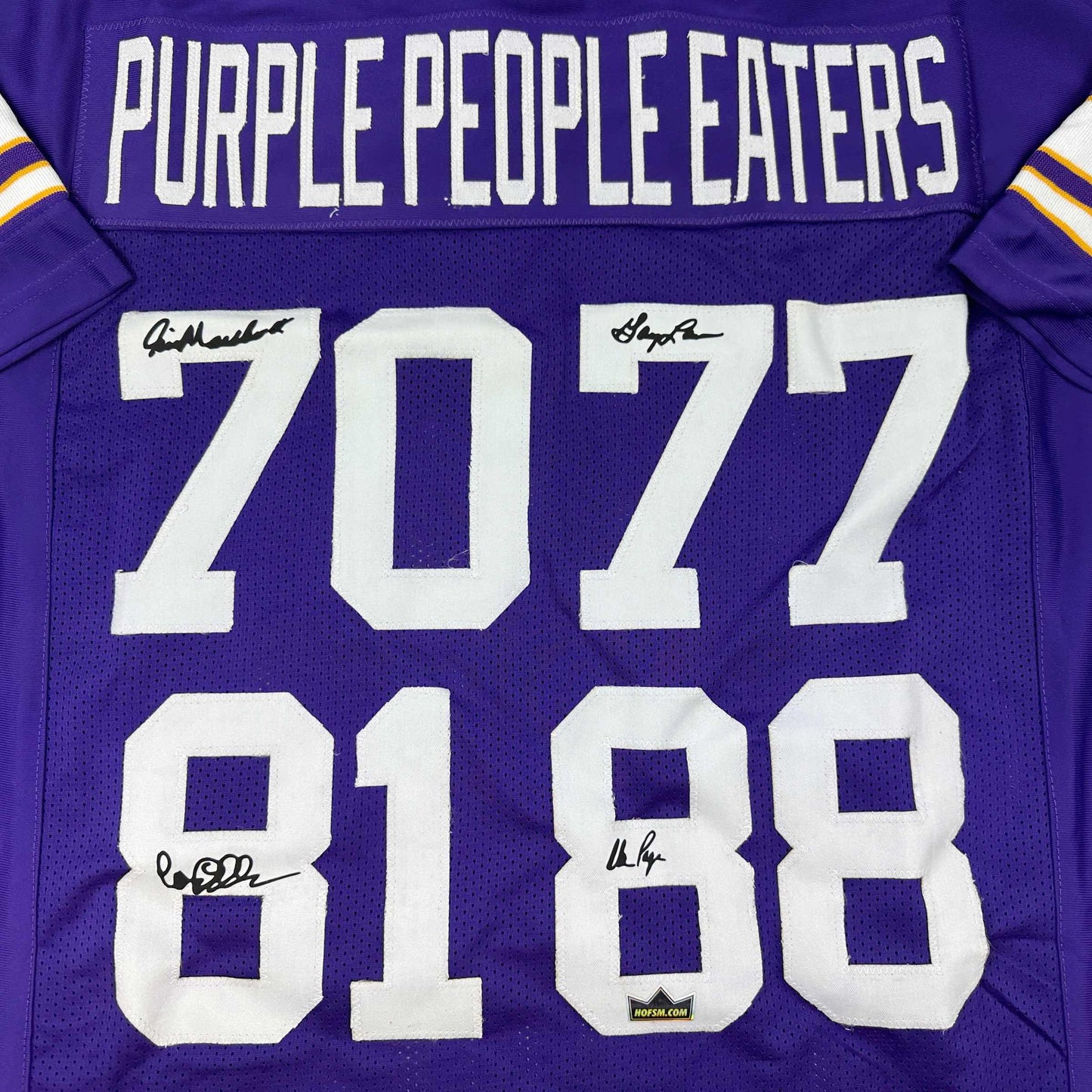 Framed Facsimile Autographed Purple People Eaters 35x39 Minnesota Purple Reprint Laser Auto Football Jersey