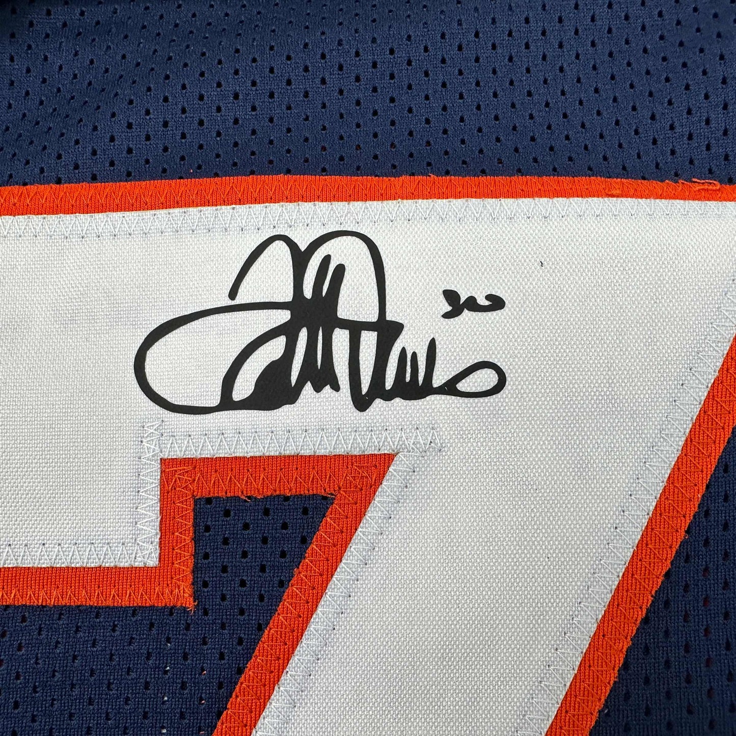 Framed Facsimile Autographed Terrell Davis 35x39 Denver Blue Reprint Laser Auto Football Jersey