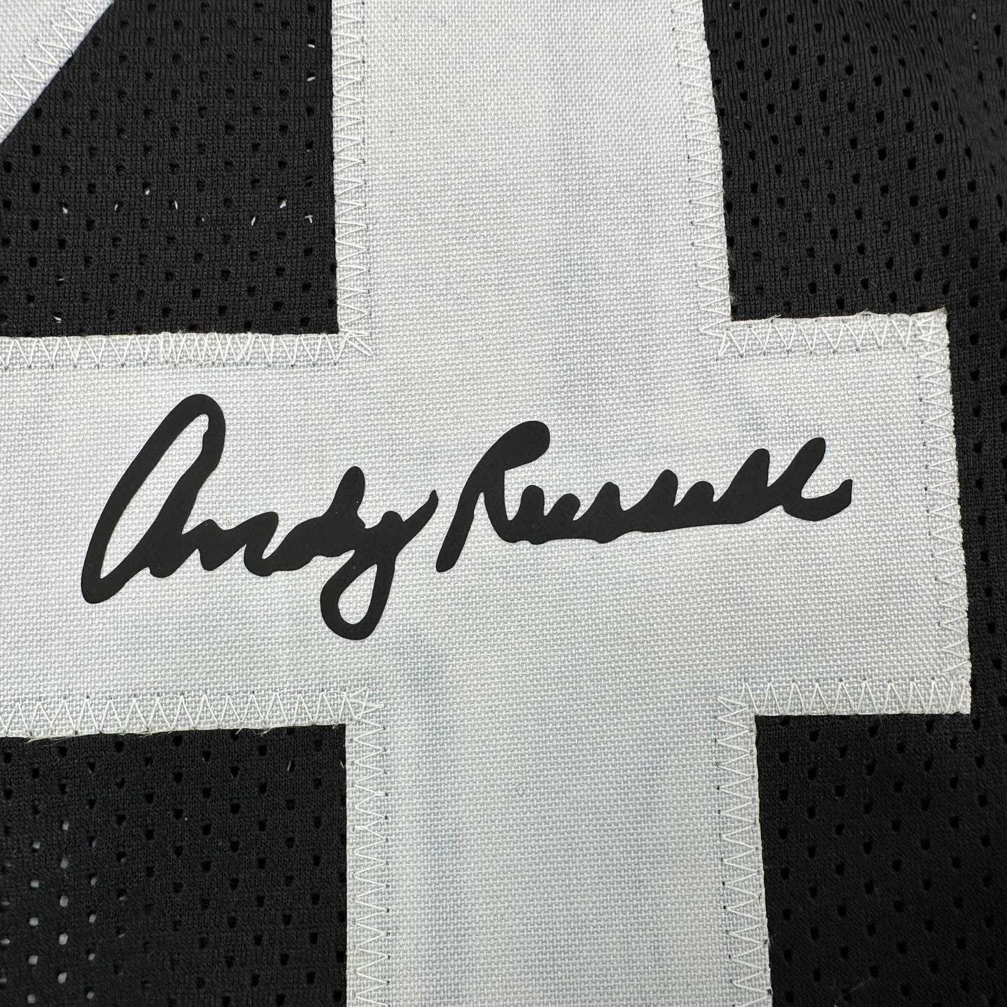 Framed Facsimile Autographed Andy Russell 35x39 Pittsburgh Black Reprint Laser Auto Football Jersey