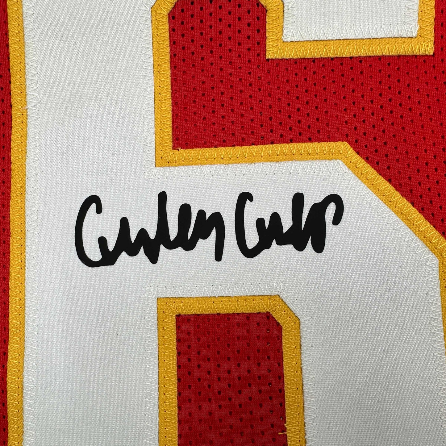 Framed Facsimile Autographed Curley Culp 35x39 Kansas City Red Reprint Laser Auto Football Jersey