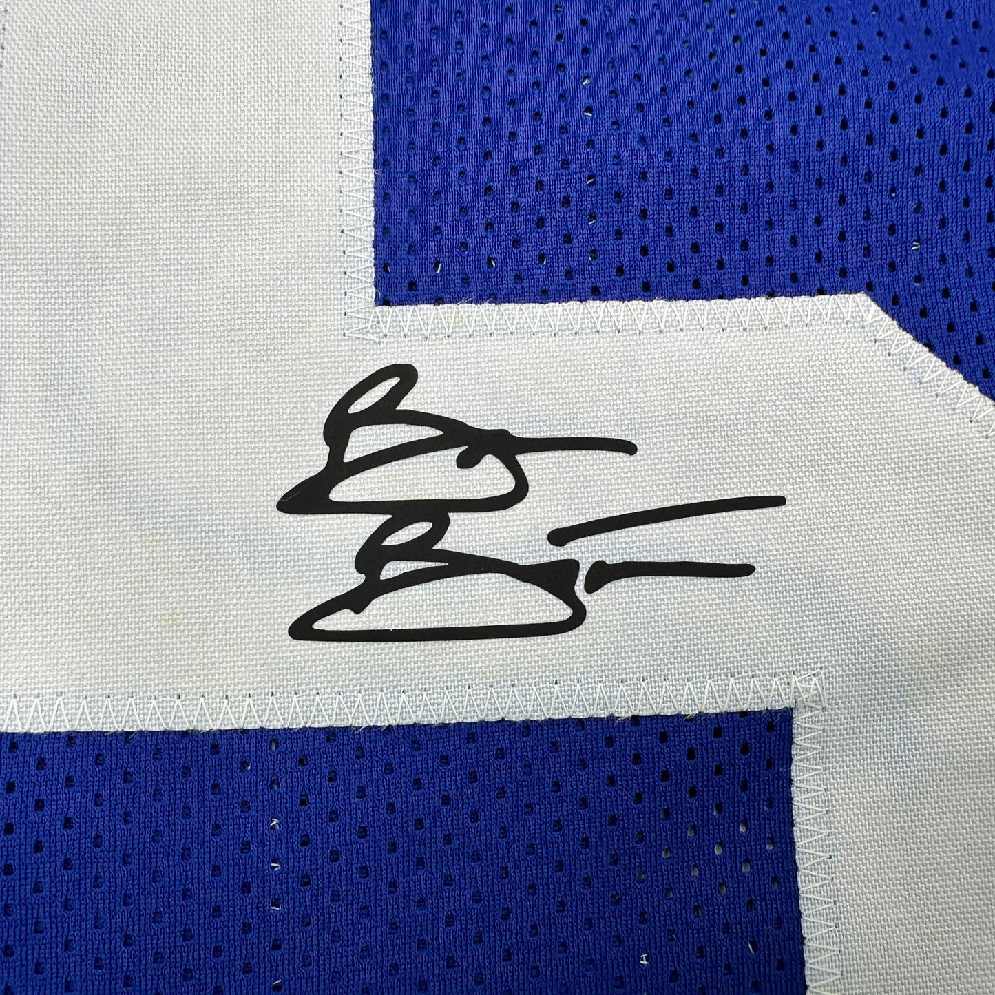 Framed Facsimile Autographed Brian Bosworth 35x39 Seattle Blue Reprint Laser Auto Football Jersey