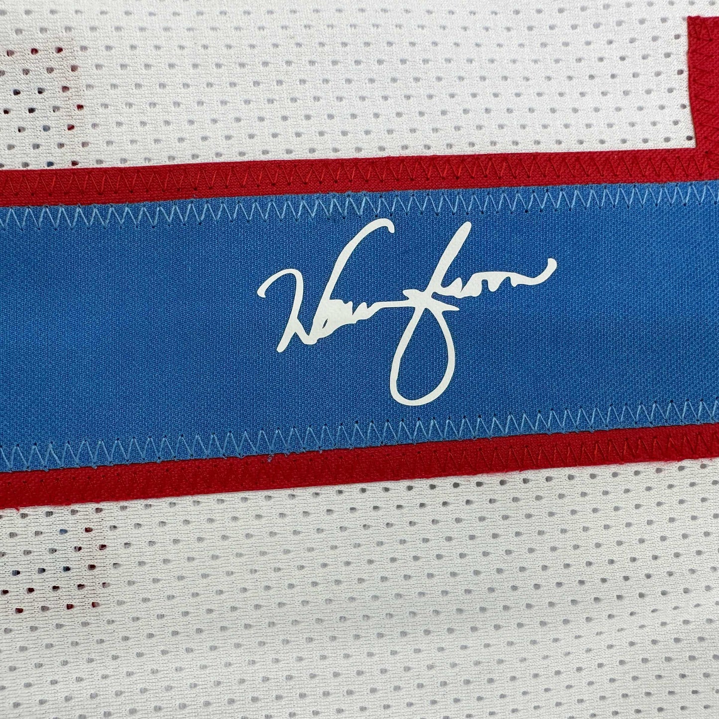 Framed Facsimile Autographed Warren Moon 35x39 Houston White Reprint Laser Auto Football Jersey