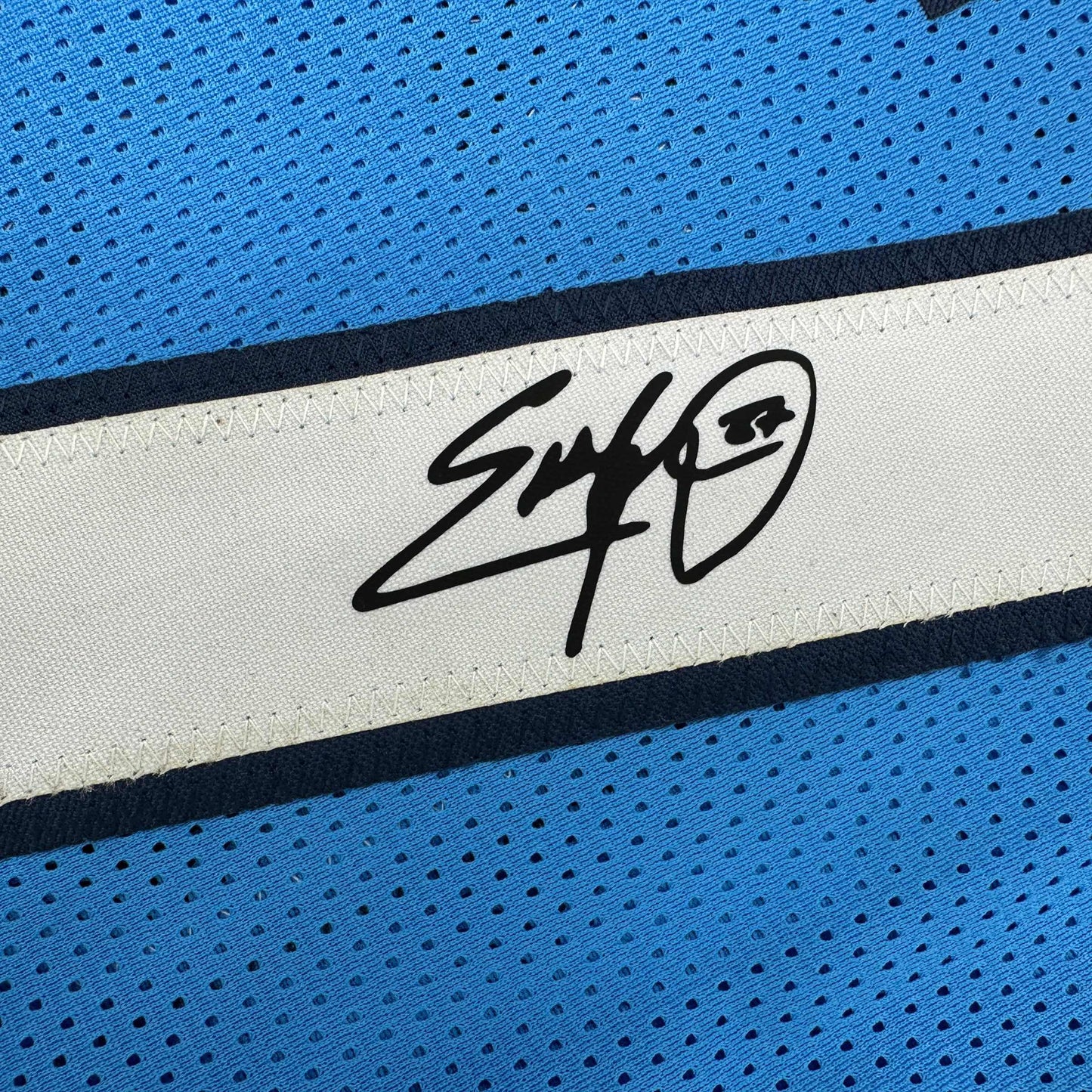 Framed Facsimile Autographed Eddie George 35x39 Tennessee Blue Reprint Laser Auto Football Jersey