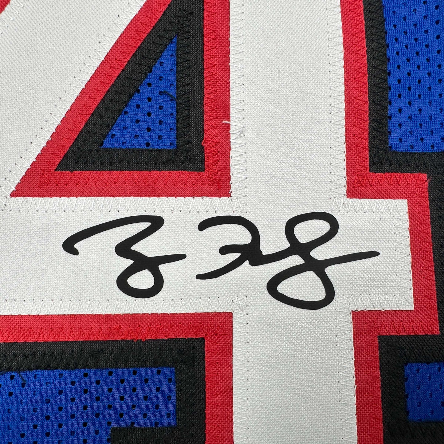 Framed Facsimile Autographed Ryan Fitzpatrick 35x39 Buffalo Blue Reprint Laser Auto Football Jersey
