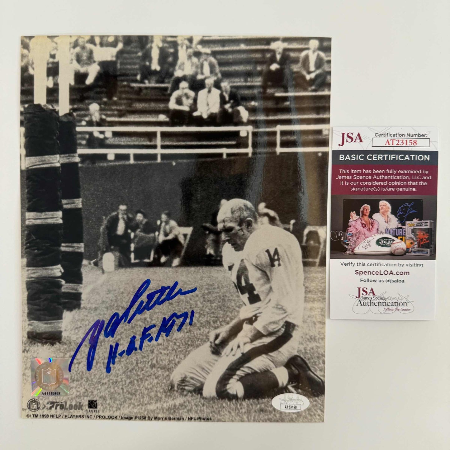 Autographed/Signed Y.A YA Tittle San Francisco 49ers 8x10 Football Photo JSA COA