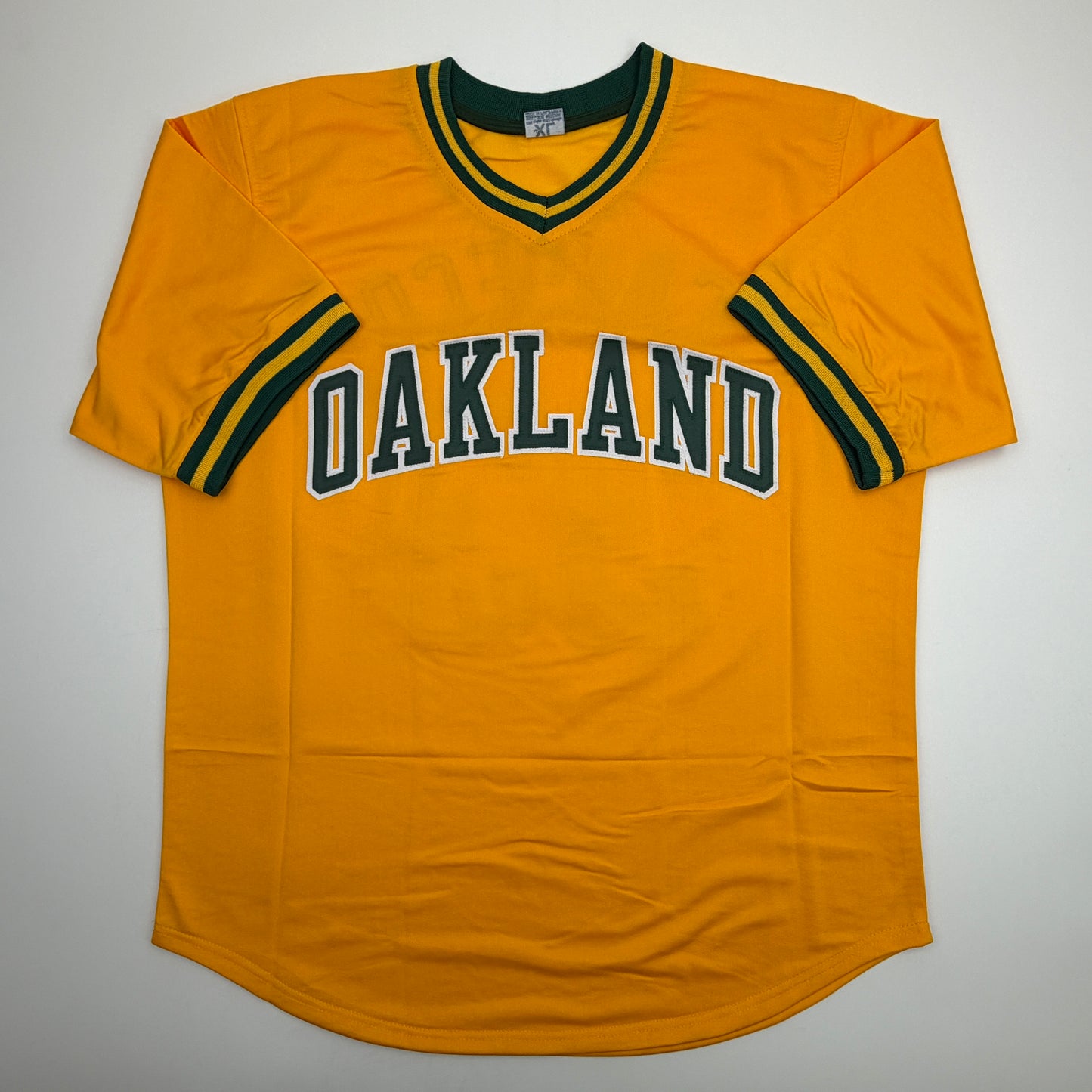 Autographed/Signed Jose Canseco Oakland Yellow Baseball Jersey Beckett BAS COA