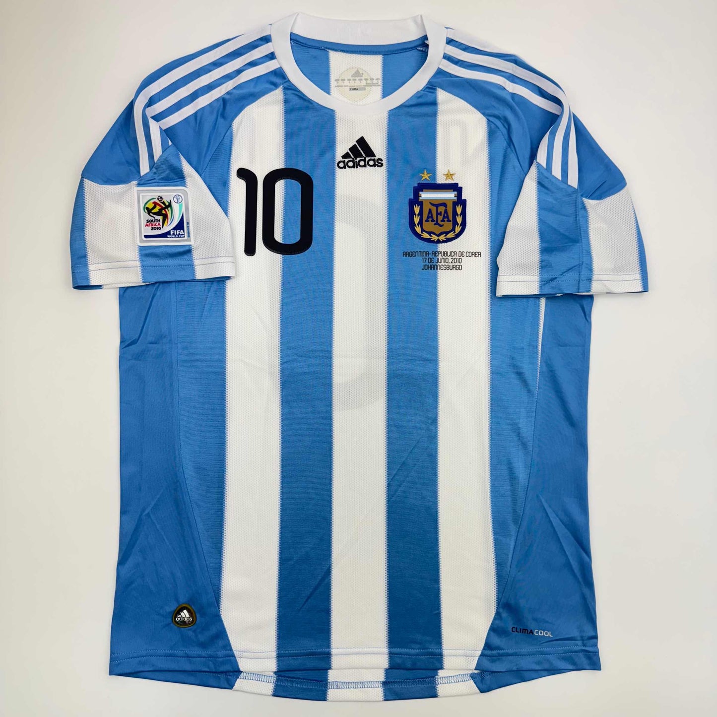 Autographed/Signed Lionel Leo Messi Argentina Blue/White Soccer Jersey Beckett BAS COA
