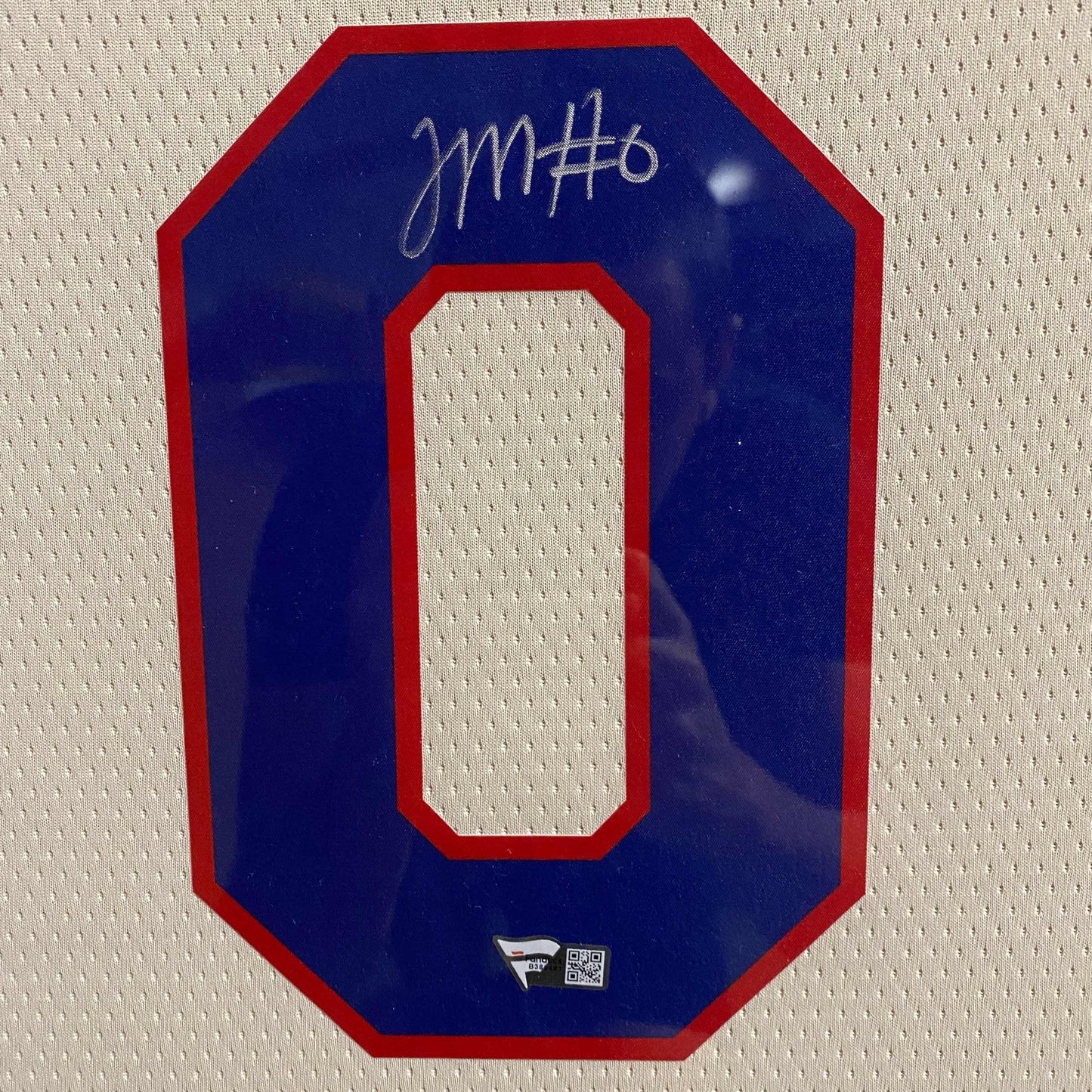 Framed Autographed/Signed Tyrese Maxey 35x39 Philadelphia 76ers Sixers Cream City Edition Basketball Jersey Fanatics COA