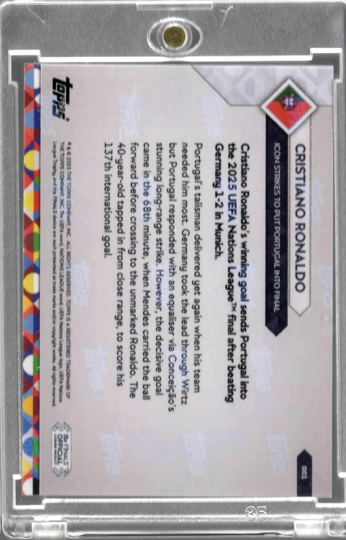 2025 Topps Now Cristiano Ronaldo #1 Gold Foil /50 Soccer Card