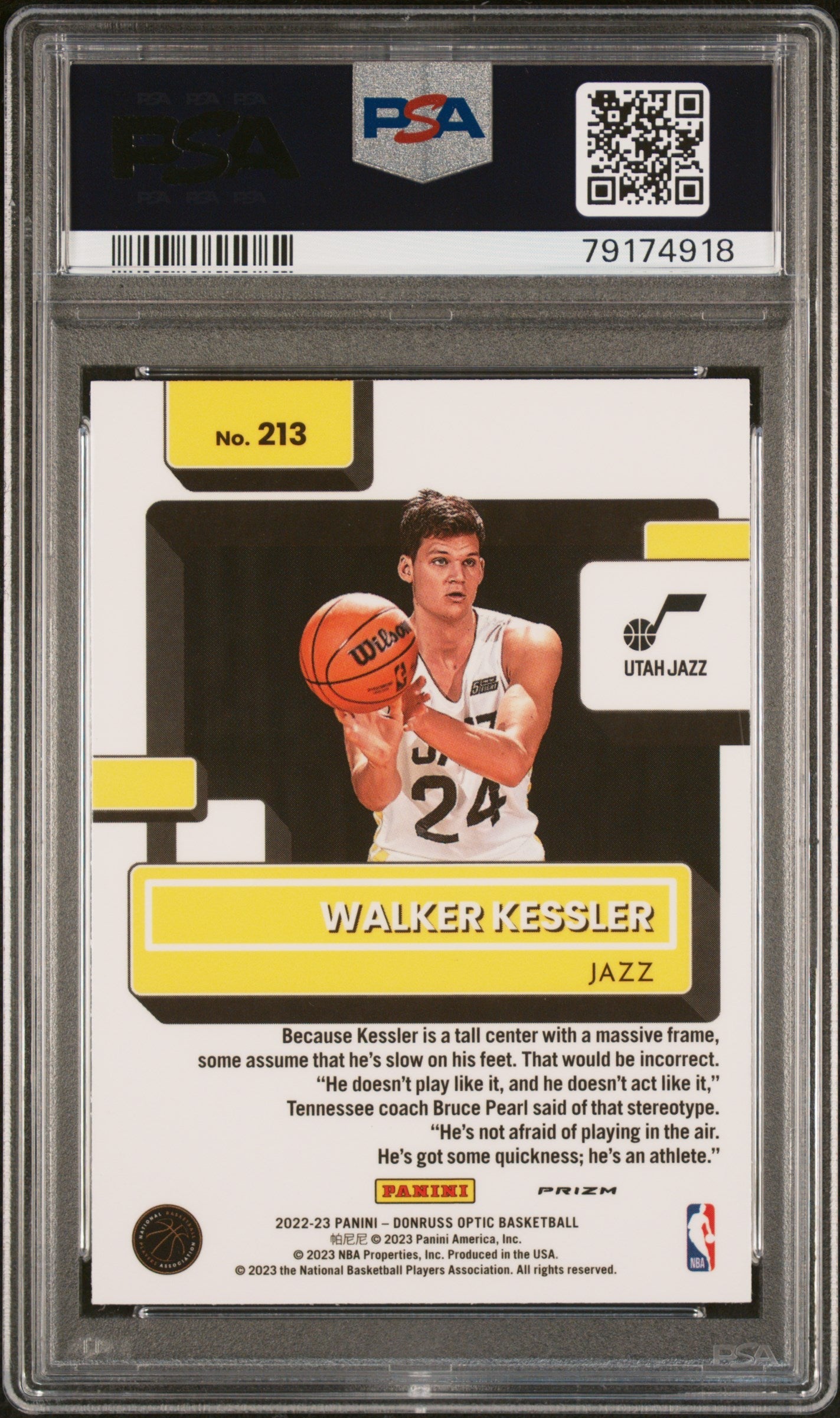 Graded 2022 Panini Donruss Optic Walker Kessler #213 Fast Break Holo Rookie RC Basketball Card PSA 10 Gem Mint