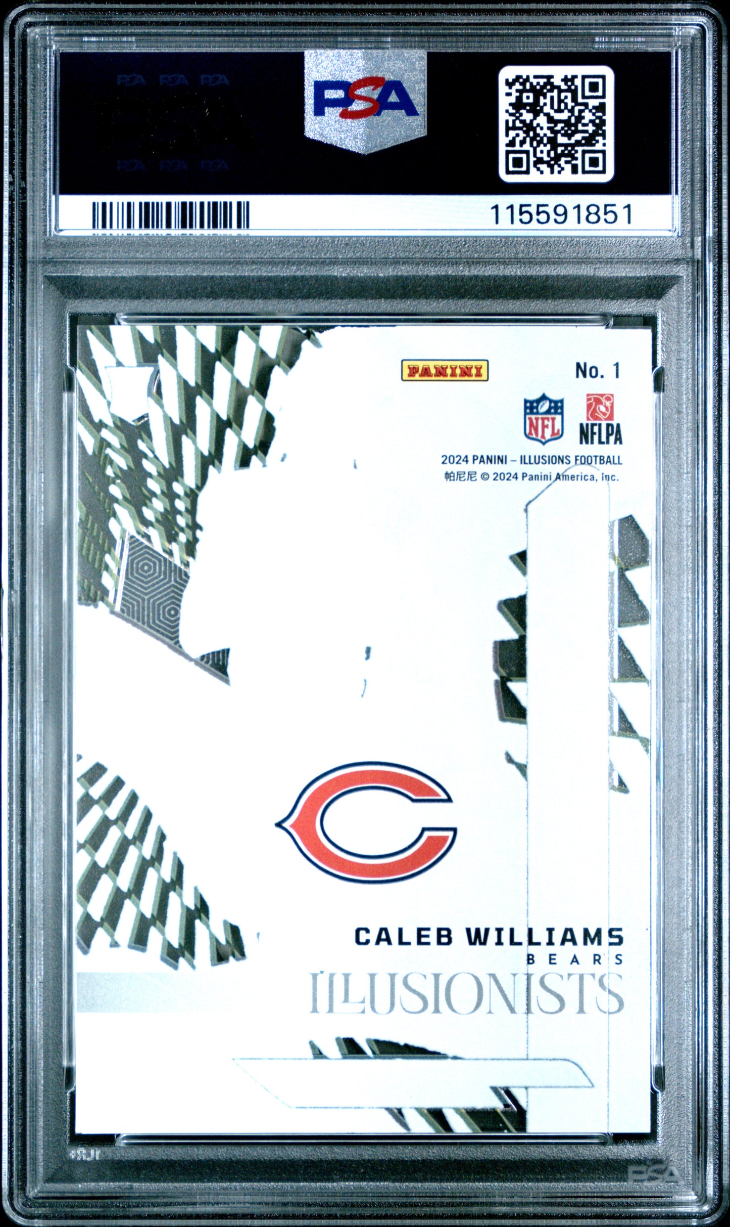 Graded 2024 Panini Illusions Caleb Williams #1 Illusionists Rookie RC Football Card PSA 10 Gem Mint