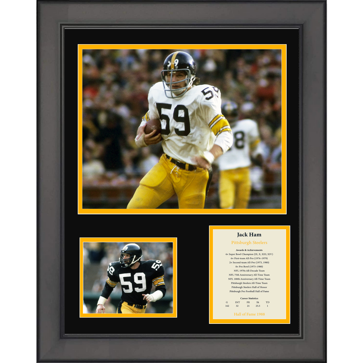 Framed Jack Ham Hall of Fame Pittsburgh Steelers 11"x14" Three Photo Collage