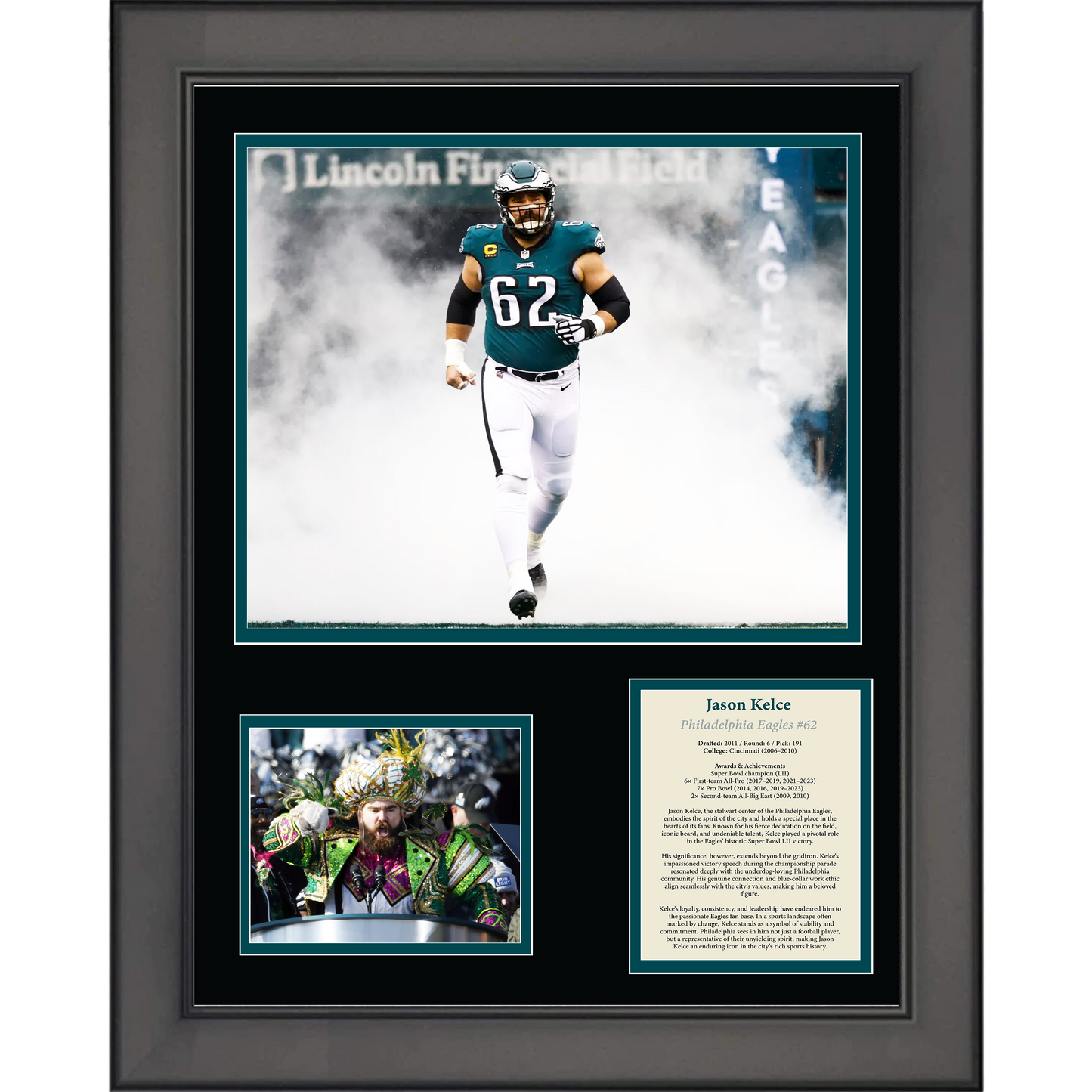 Framed Jason Kelce Philadelphia Eagles Football 11"x14" Three Photo Collage