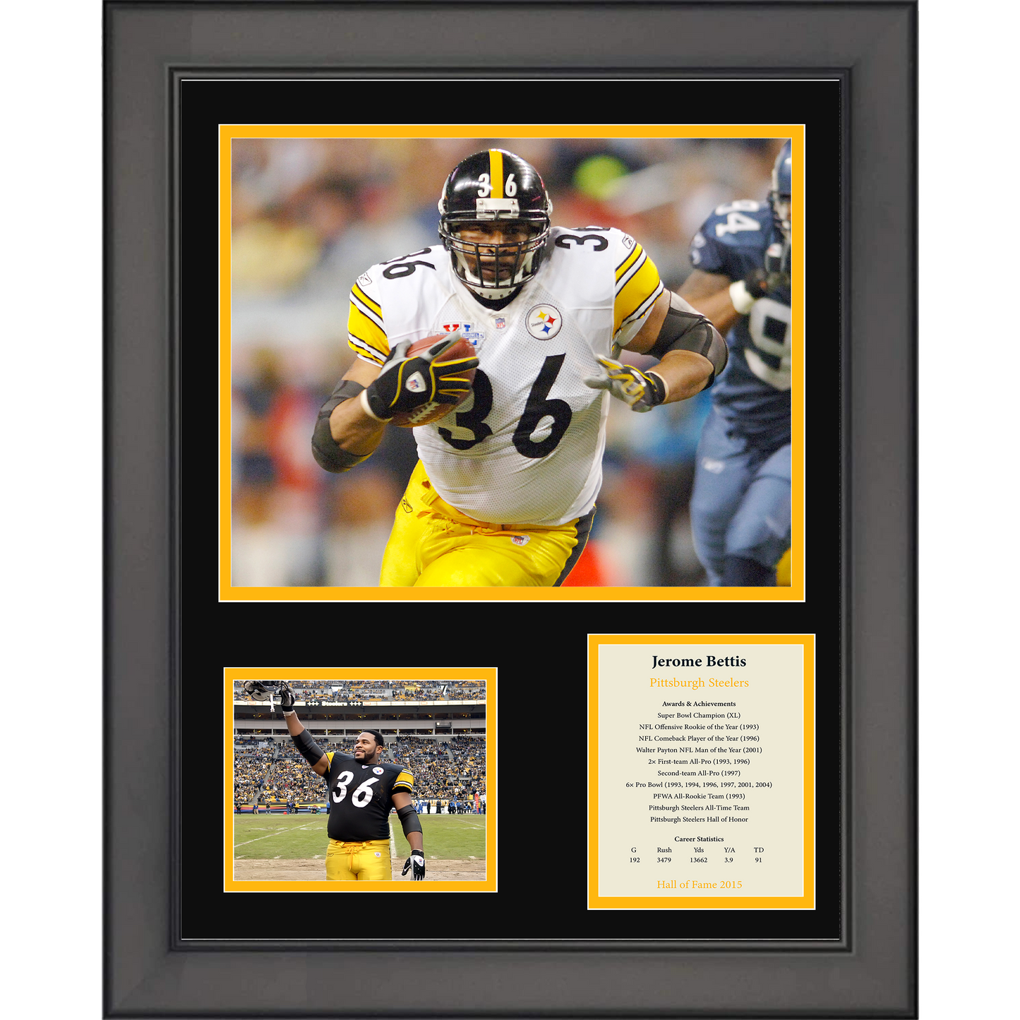 Framed Jerome Bettis Hall of Fame Pittsburgh Steelers 11"x14" Three Photo Collage