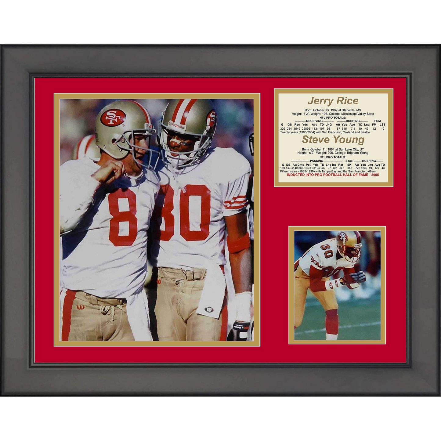 Framed Steve Young and Jerry Rice San Francisco 49ers Football 11"x14"Three Photo Collage #2