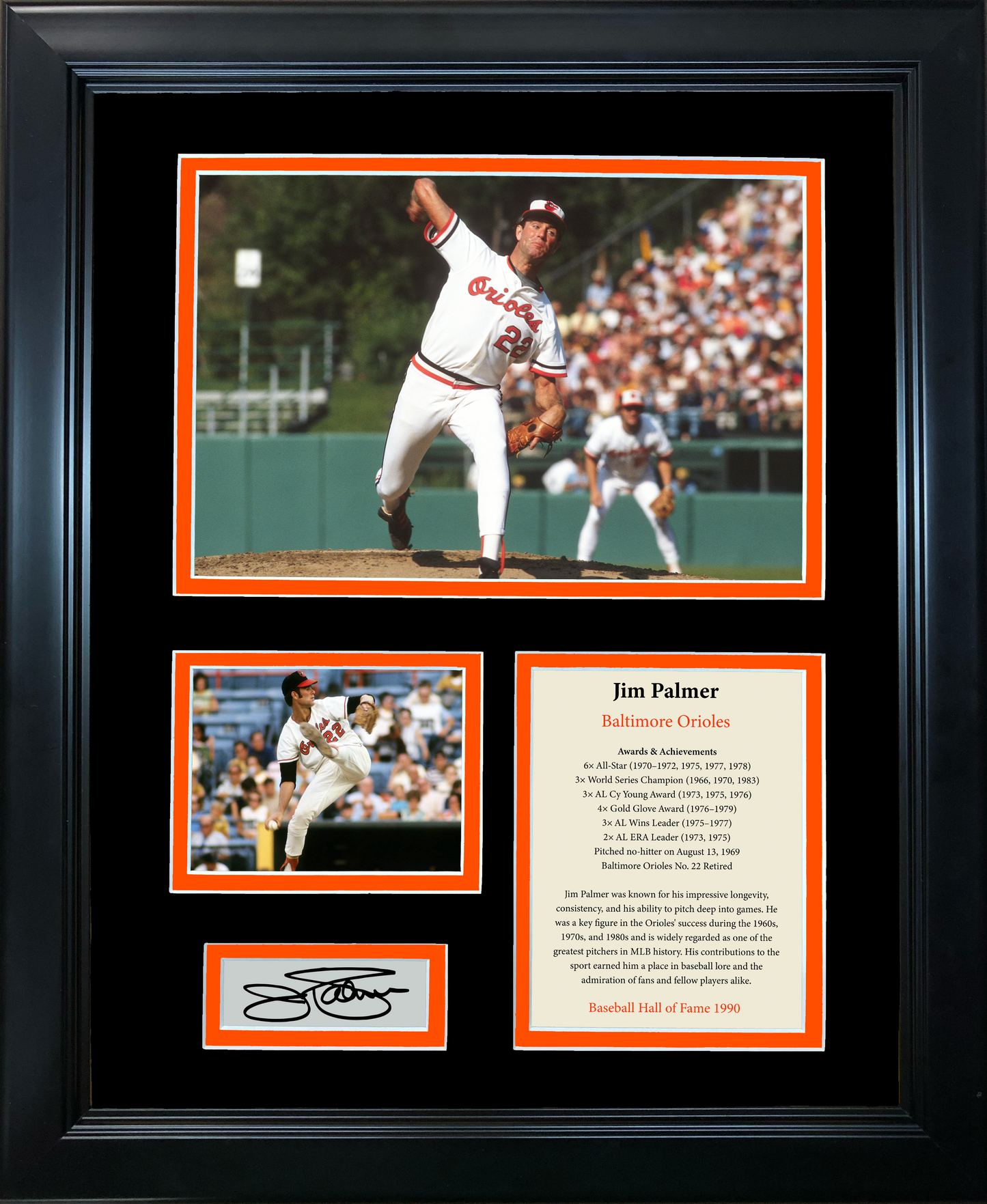 Framed Jim Palmer Hall of Fame Facsimile Laser Engraved Signature Auto Baltimore Orioles 11"x14" Baseball Photo Sig Collage